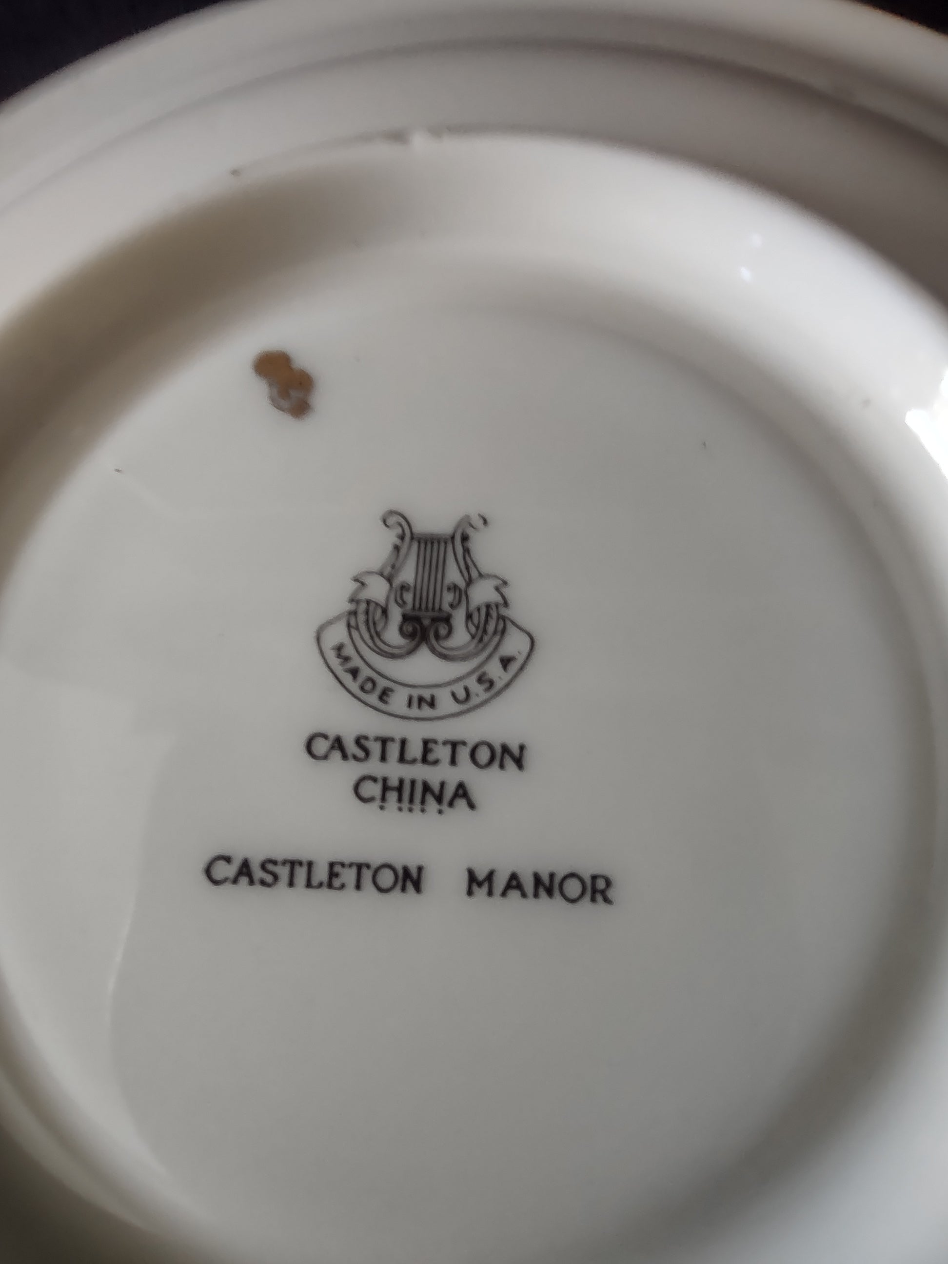 Vintage Castleton China Manor Cup & Saucer Set of 4 Floral Gold Trim [6717]