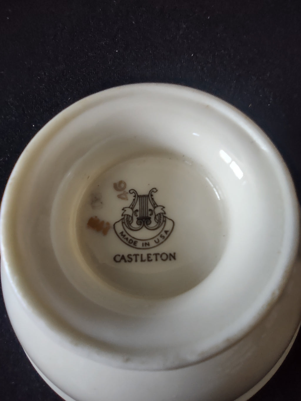Vintage Castleton China Manor Cup & Saucer Set of 4 Floral Gold Trim [6717]