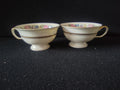 Vintage Castleton China Teacup Floral Bouquet Pink Rose Gold Trim Set/2 [6719]