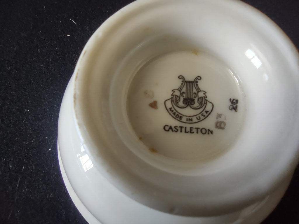 Vintage Castleton China Teacup Floral Bouquet Pink Rose Gold Trim Set/2 [6719]