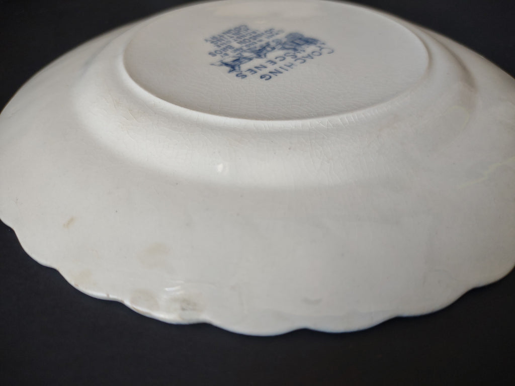 Vintage Johnson Bros Coaching Scenes Blue & White 6" Plates Set of 7 [6734]
