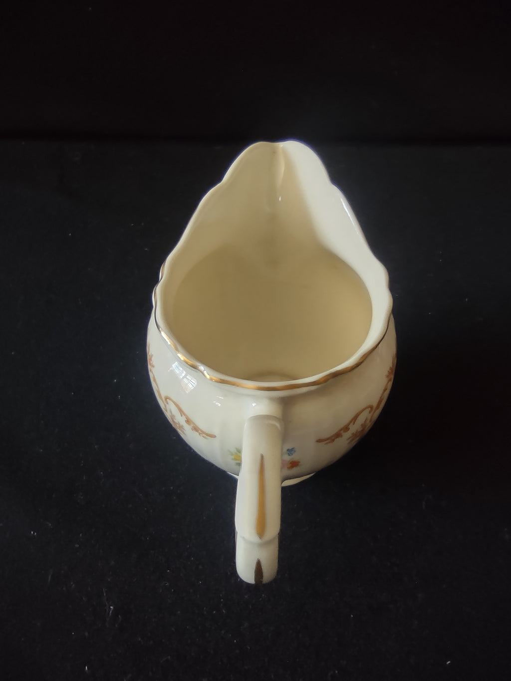 Vintage Syracuse China Federal Shape Creamer Floral Bouquet Gold Trim [6720]