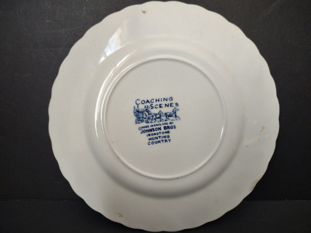 Vintage Johnson Bros Coaching Scenes Blue Plate 6-14" [6736]