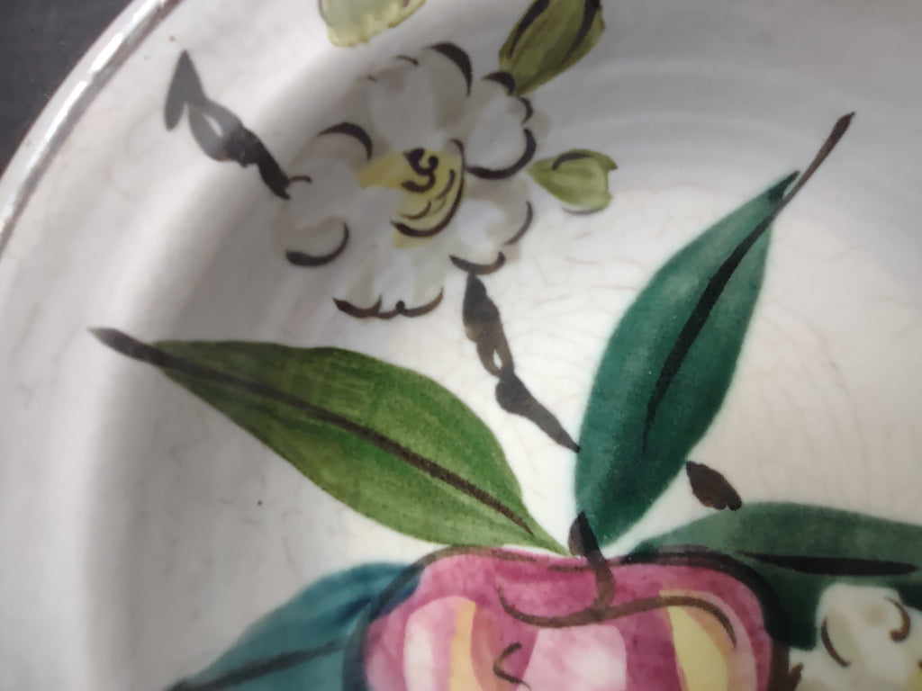 Vintage Red Wing Apple & Floral Hand-Painted Berry Bowl 6" [6732]
