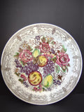 Vintage Transferware Plate Fruit Floral Roses Grapes Scrollwork [6730]
