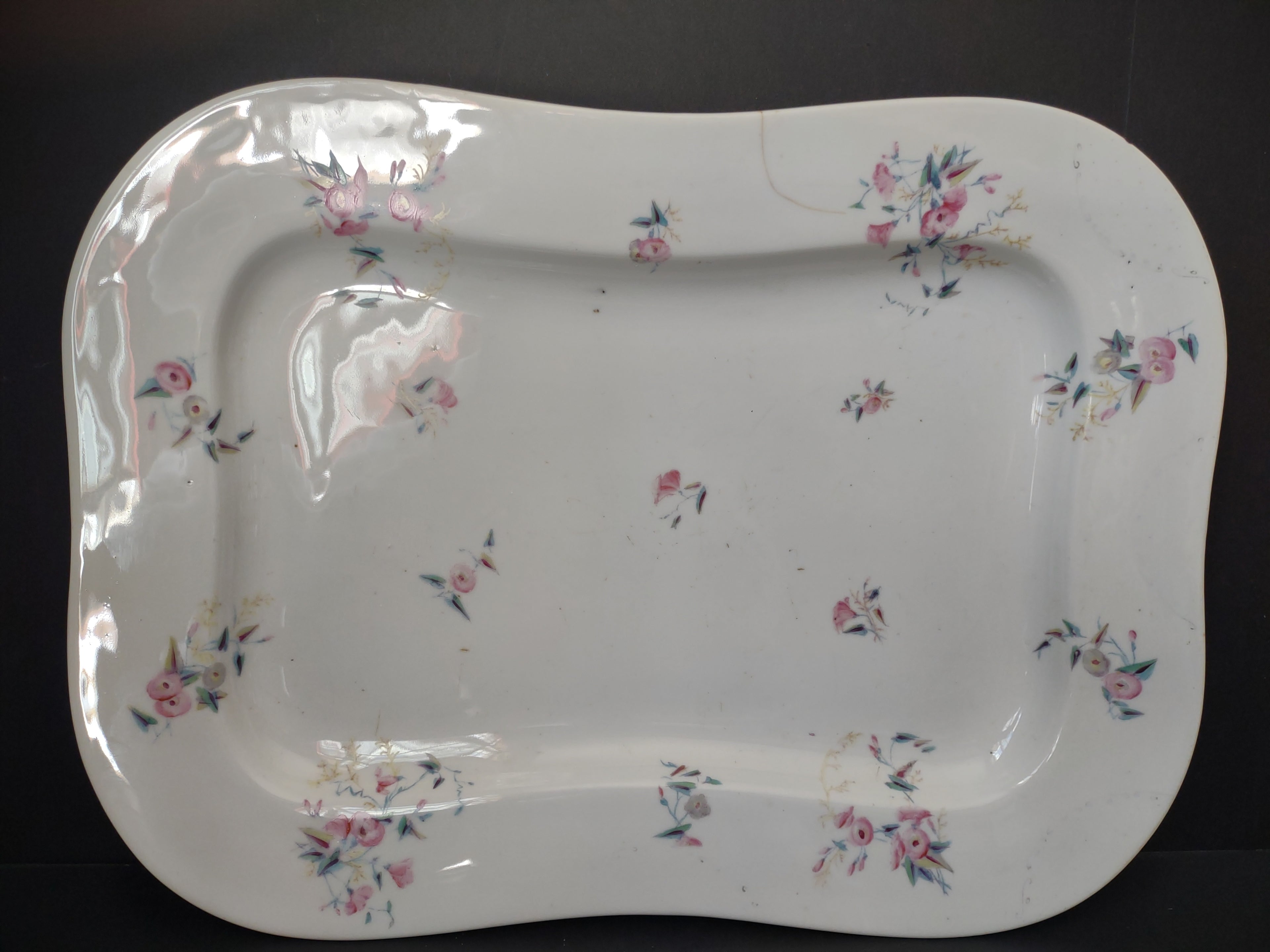 Antique Marx Gutherz Porcelain Platter Pink Floral Sprigs [6729]