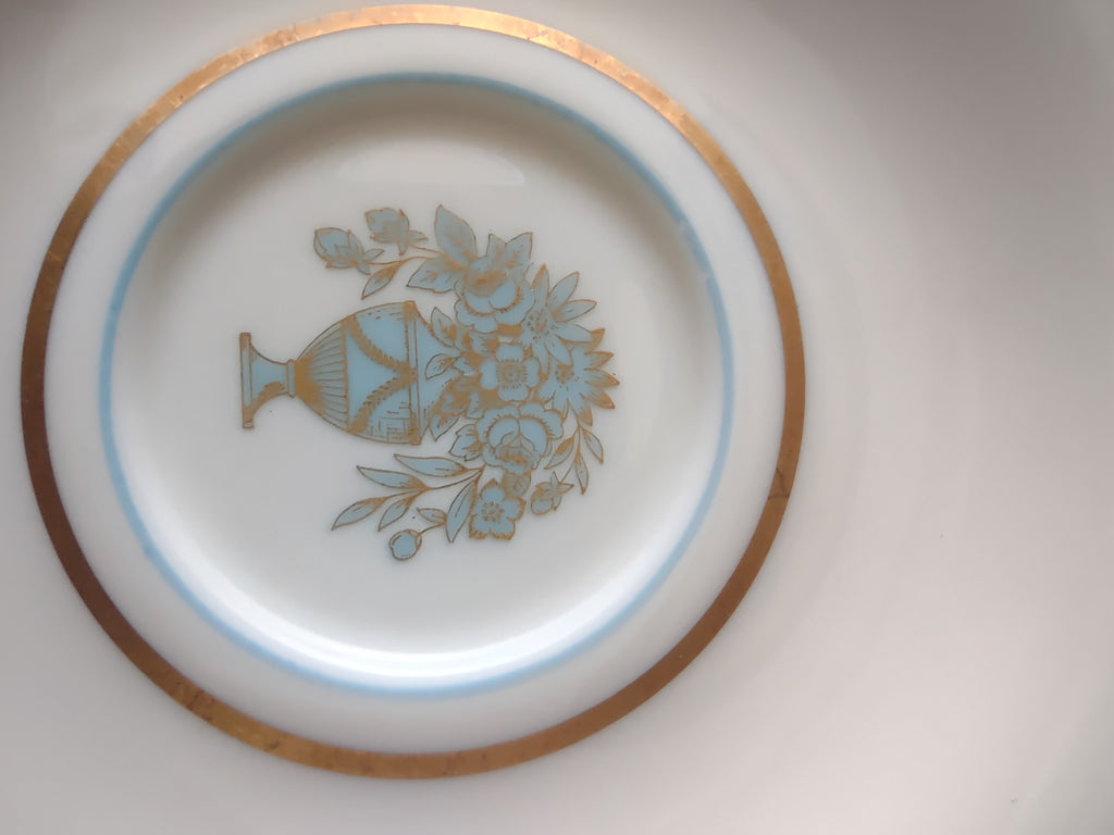 Vintage Castleton China Dorset Cup & Saucer Set Blue Gold [6740]