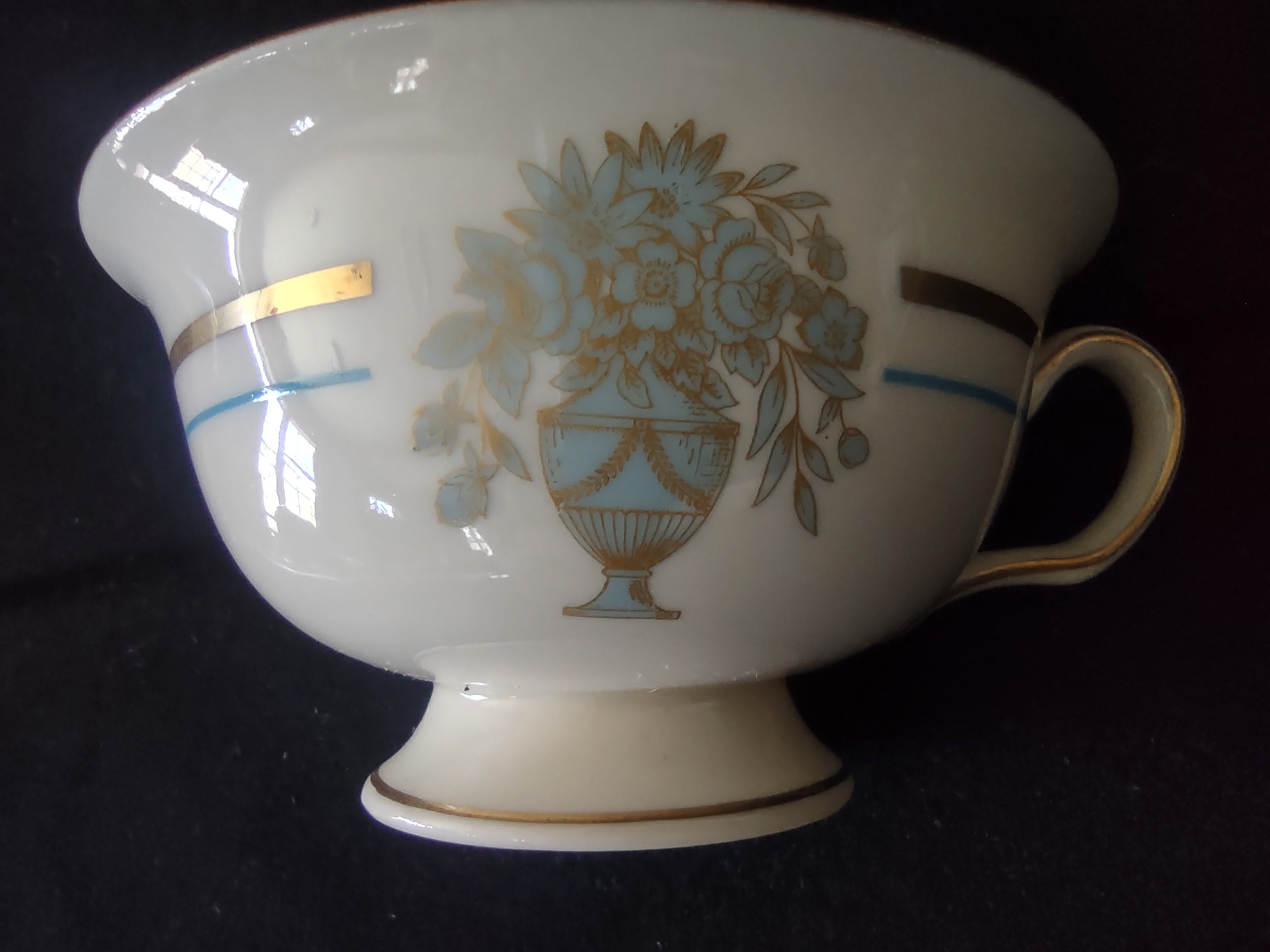 Vintage Castleton China Dorset Cup & Saucer Set Blue Gold [6740]