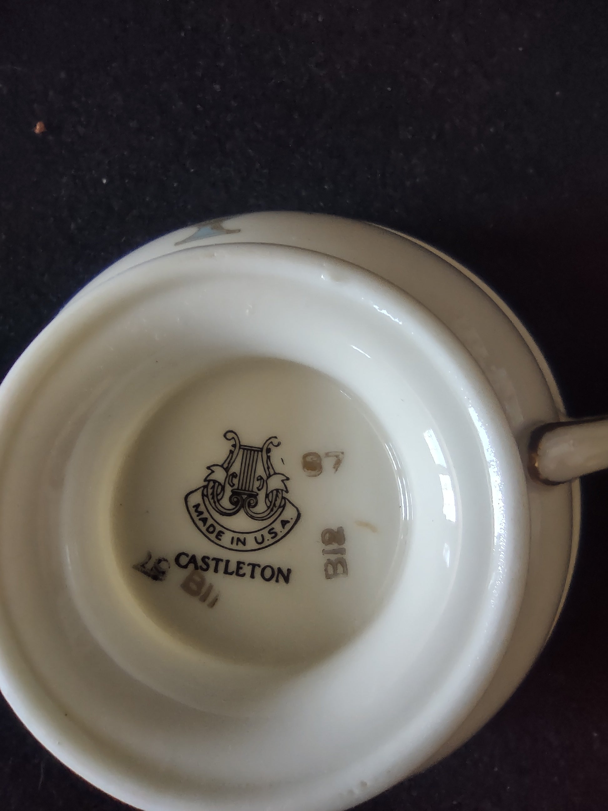 Vintage Castleton China Dorset Cup & Saucer Set Blue Gold [6740]