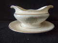 Vintage Castleton China Dorset Gravy Boat w Underplate Blue Gold [6741]
