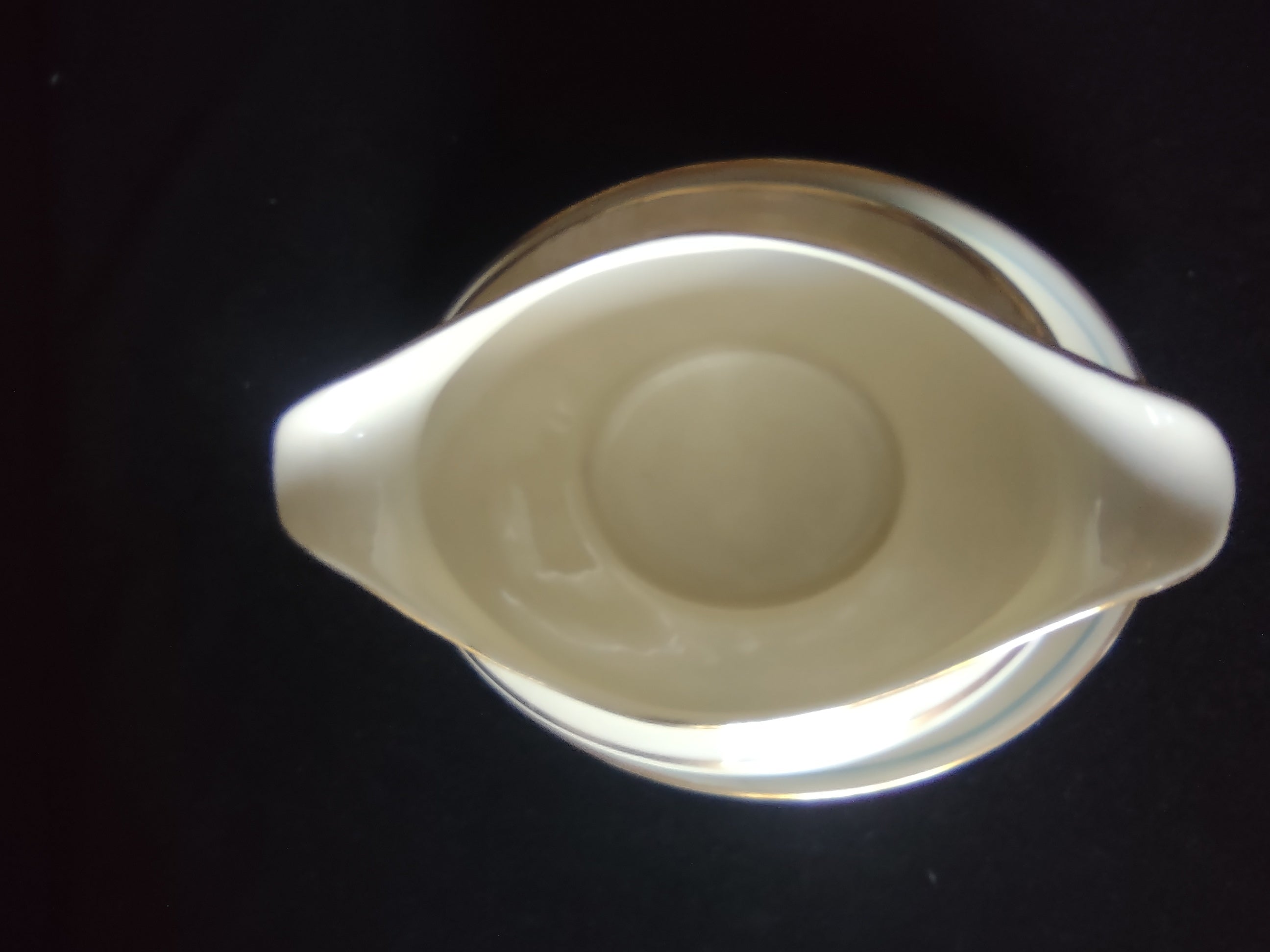Vintage Castleton China Dorset Gravy Boat w Underplate Blue Gold [6741]