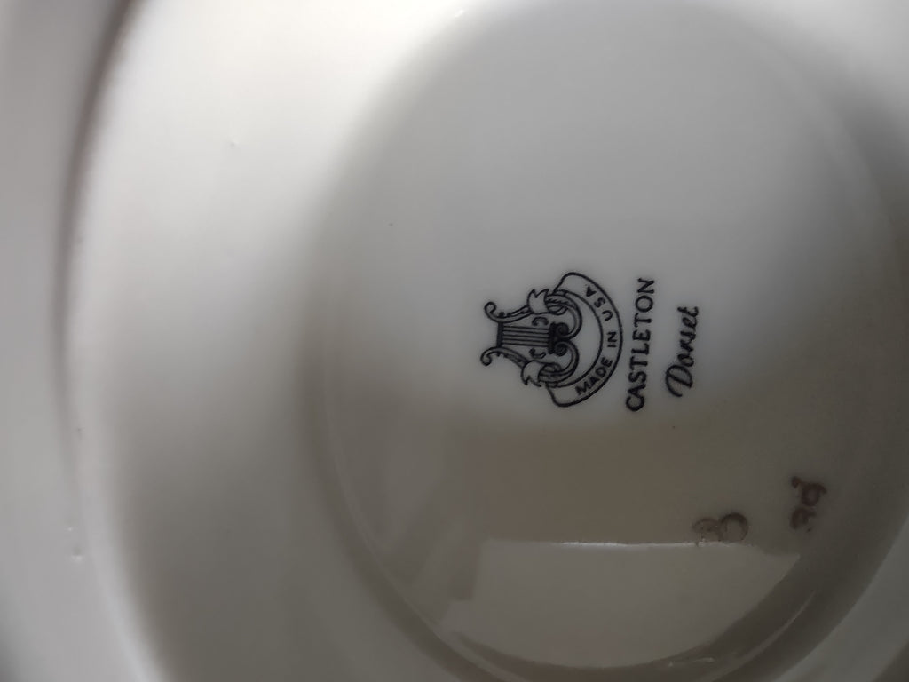 Vintage Castleton China Dorset Gravy Boat w Underplate Blue Gold [6741]