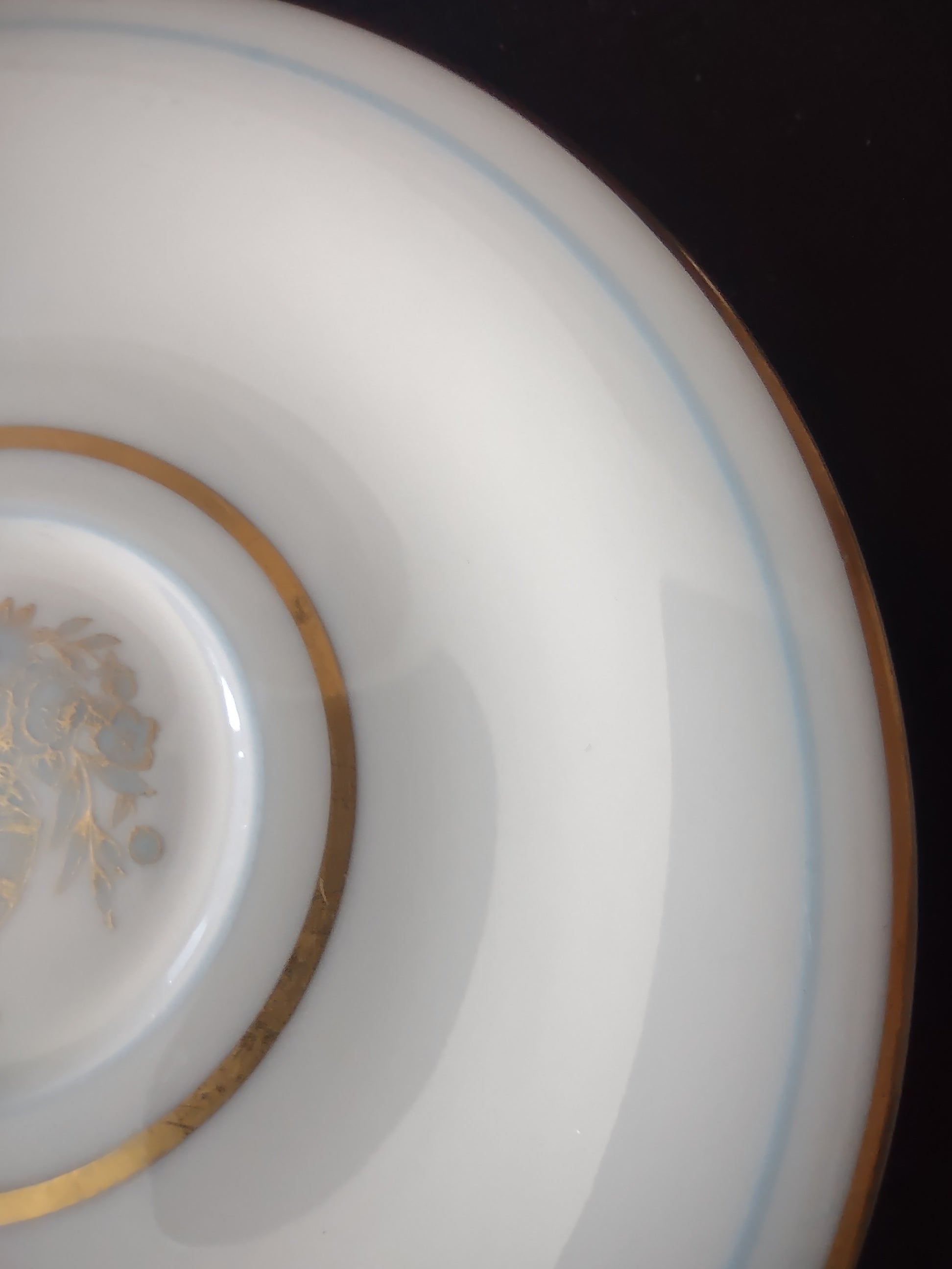 Vintage Castleton China Dorset Demitasse Cup & Saucer Blue & Gold [6742]