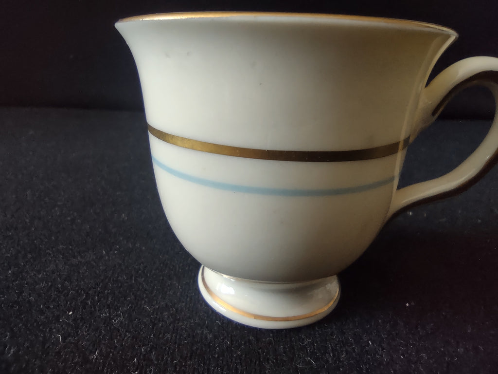 Vintage Castleton China Dorset Demitasse Cup & Saucer Blue & Gold [6742]