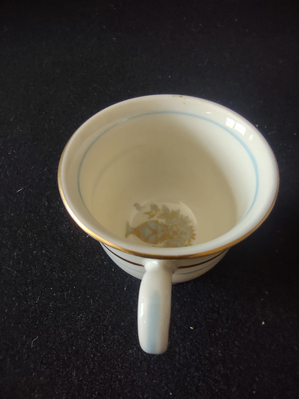 Vintage Castleton China Dorset Demitasse Cup & Saucer Blue & Gold [6742]