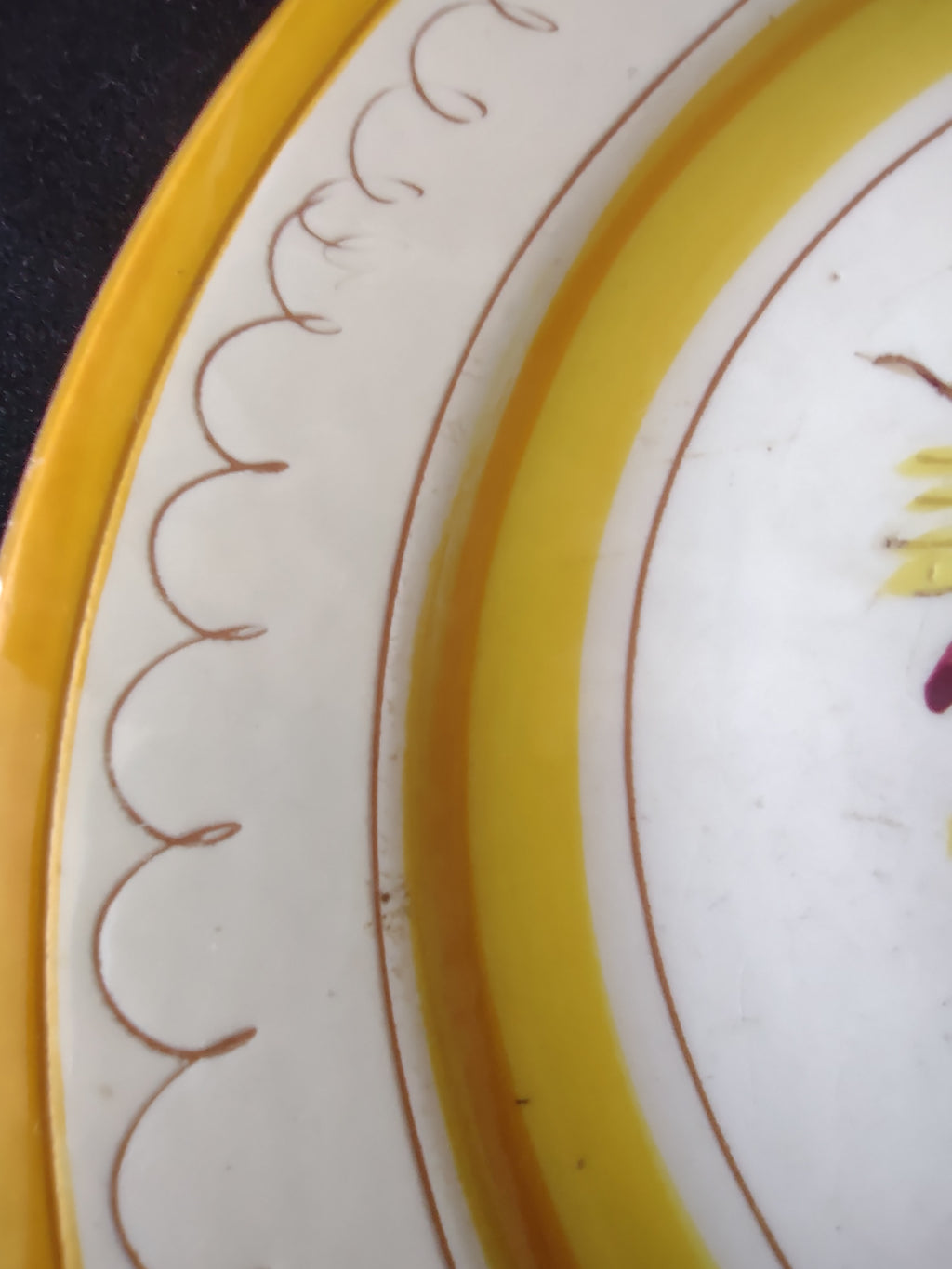 Vintage Stangl Pottery Provincial Plates 8" Yellow & Burgundy Set of 2 [6743]