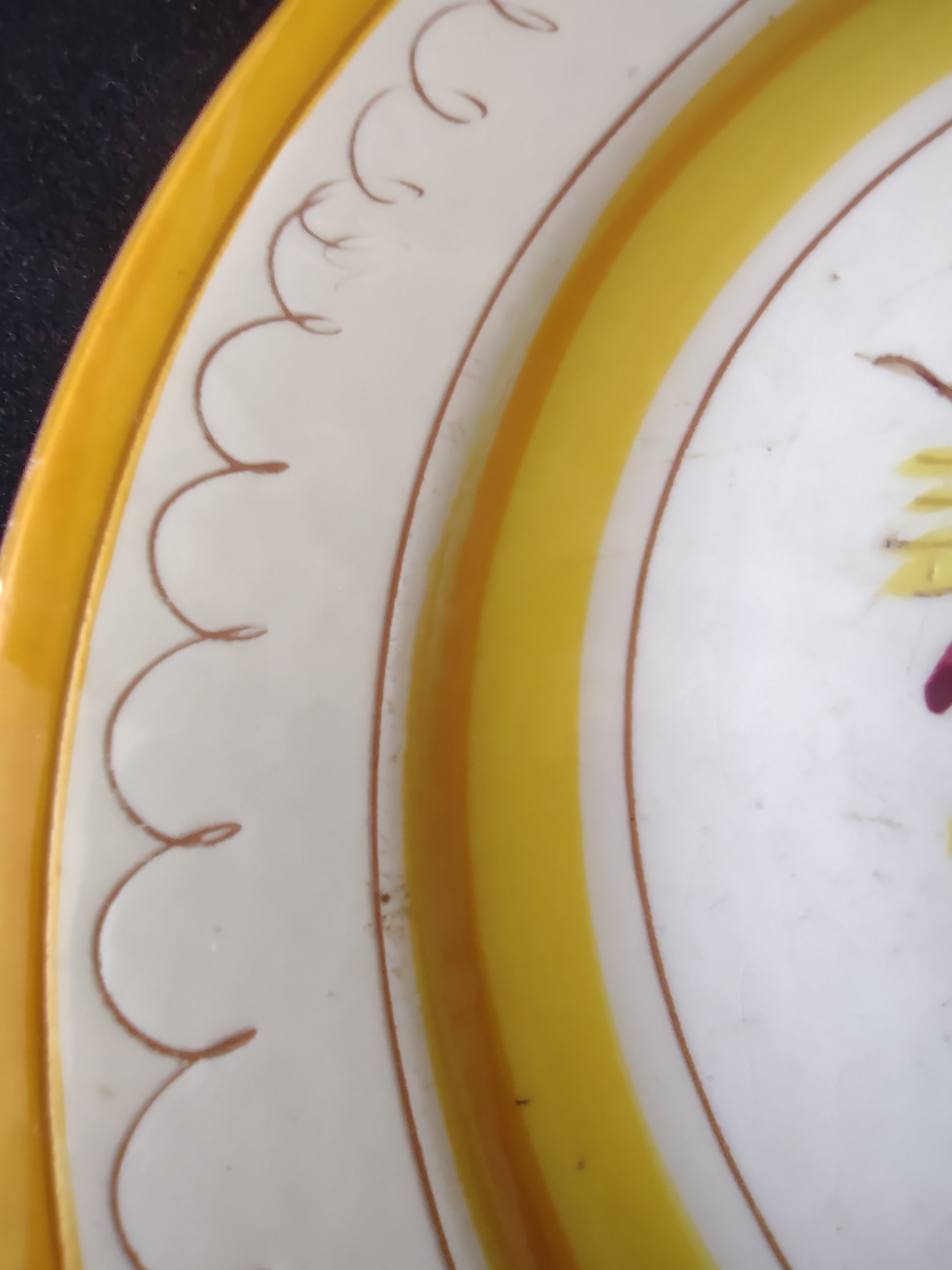 Vintage Stangl Pottery Provincial Plates 8" Yellow & Burgundy Set of 2 [6743]