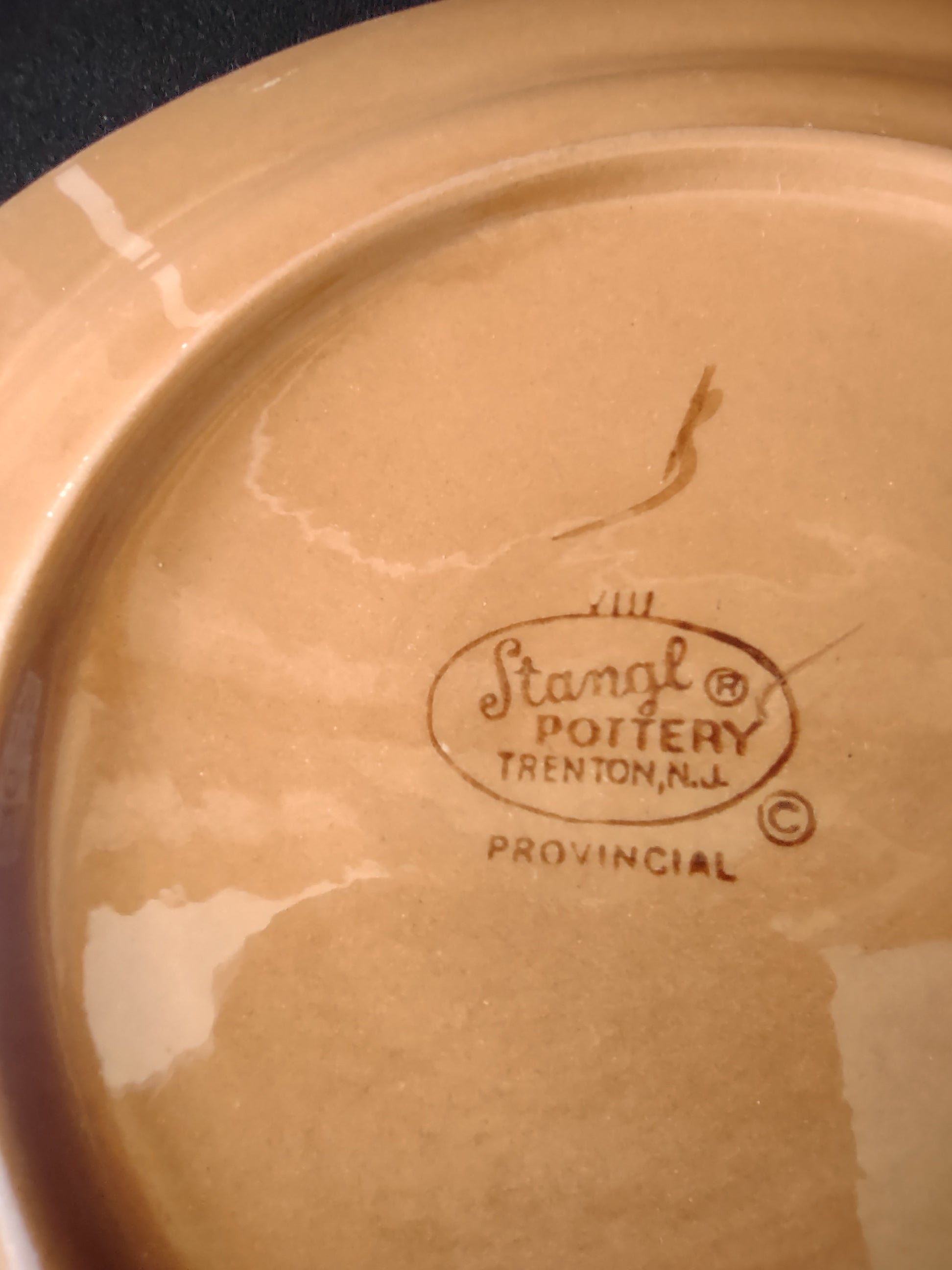 Vintage Stangl Pottery Provincial Plates 8" Yellow & Burgundy Set of 2 [6743]