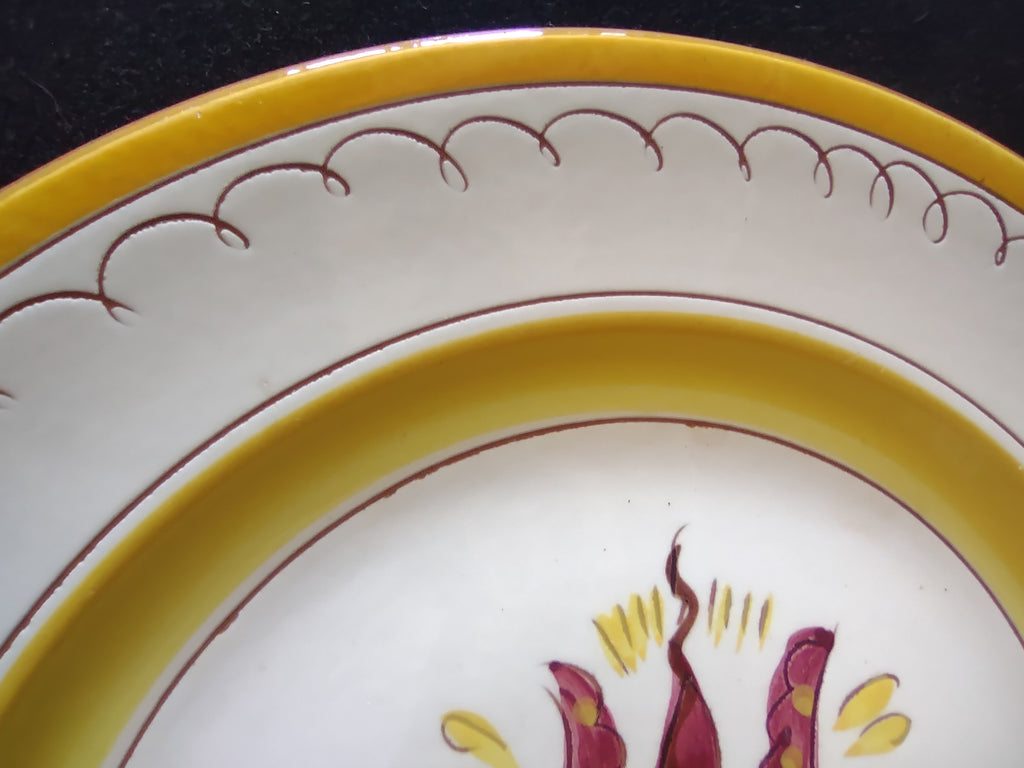 Vintage Stangl Pottery Provincial Plate 10" Yellow & Burgundy Chip [6744]