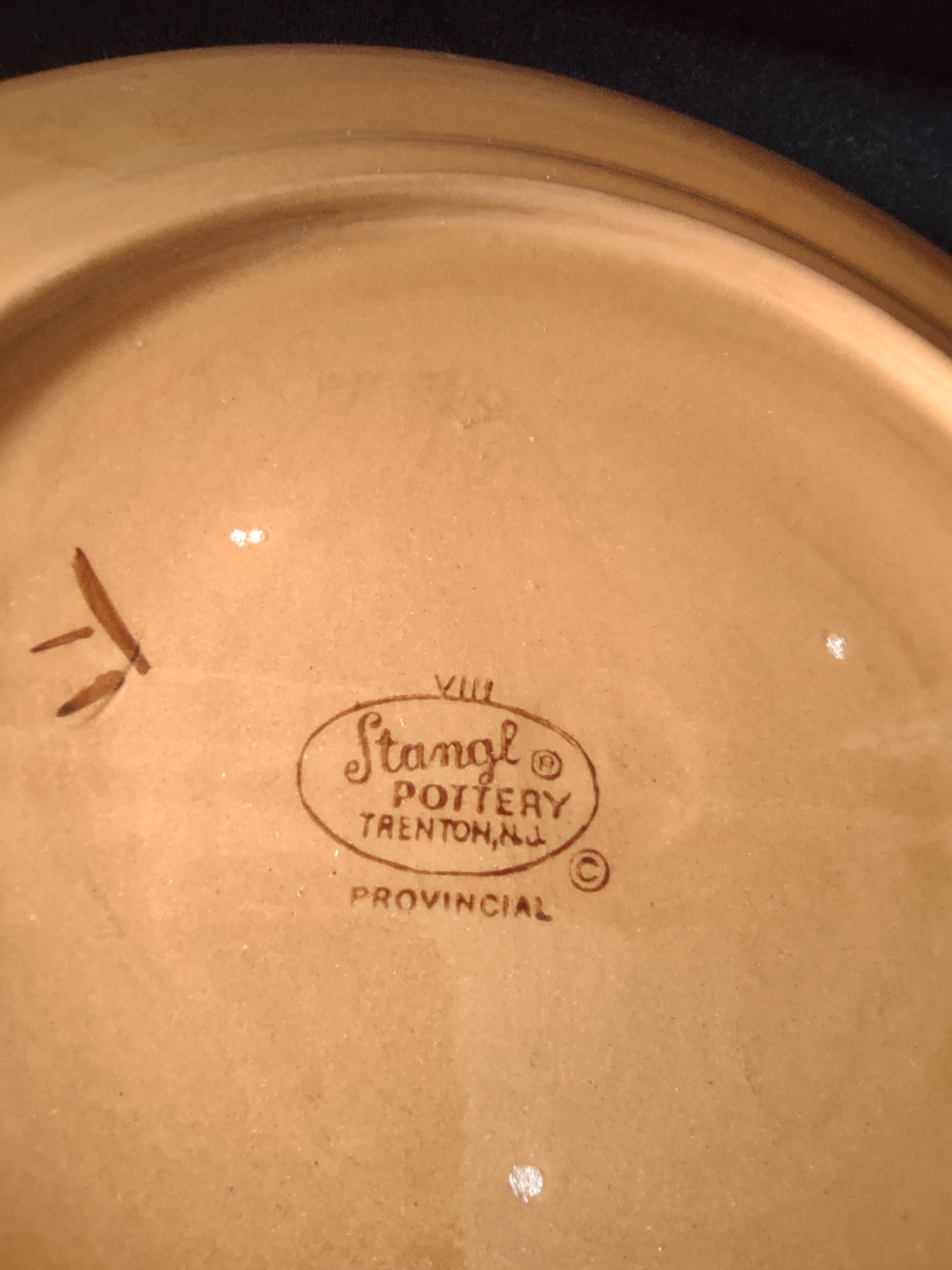 Vintage Stangl Pottery Provincial Plate 10" Yellow & Burgundy Chip [6744]