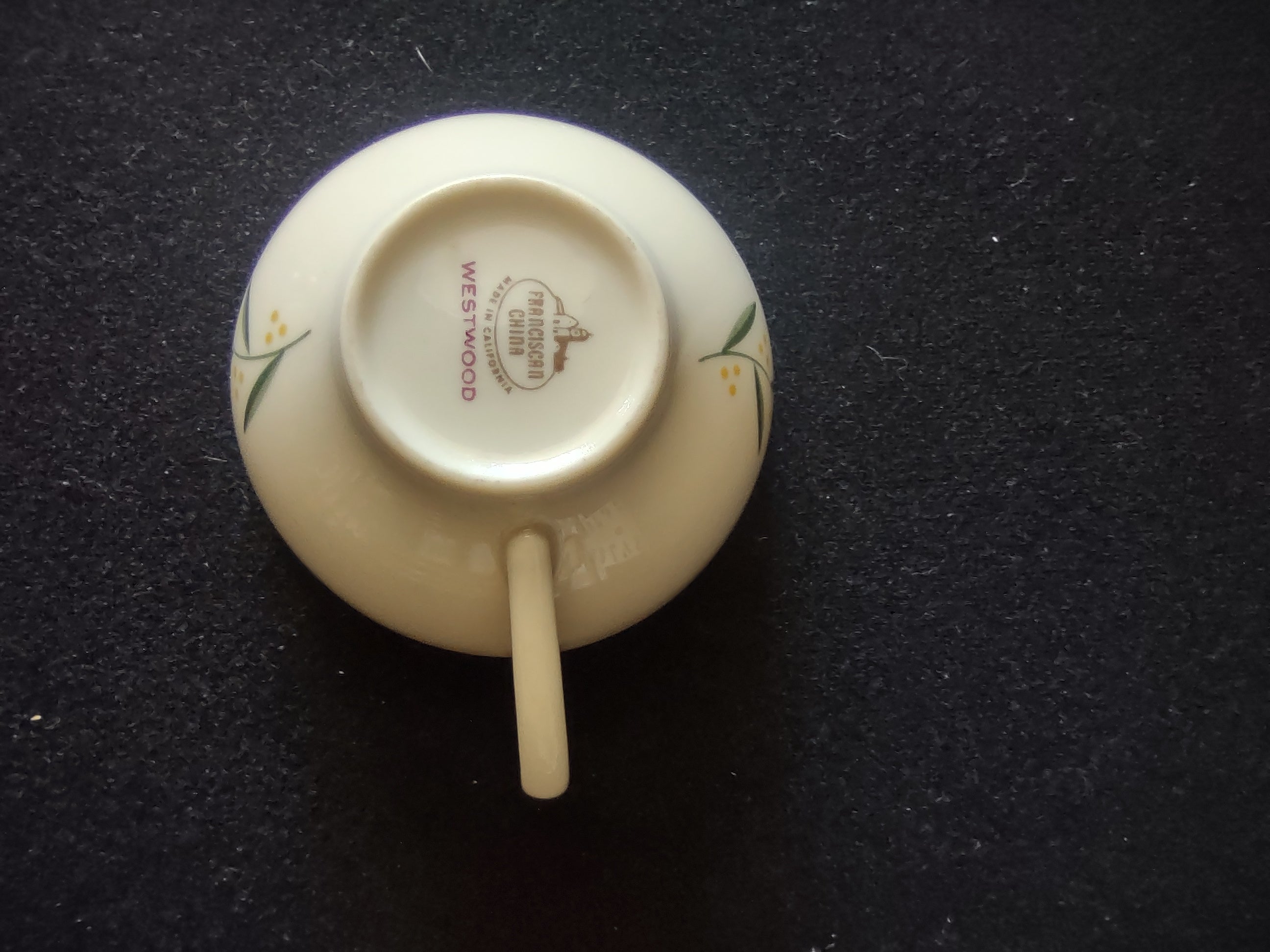 Vintage Franciscan Westwood Demitasse Cup Off-White Green Rim California [6745]