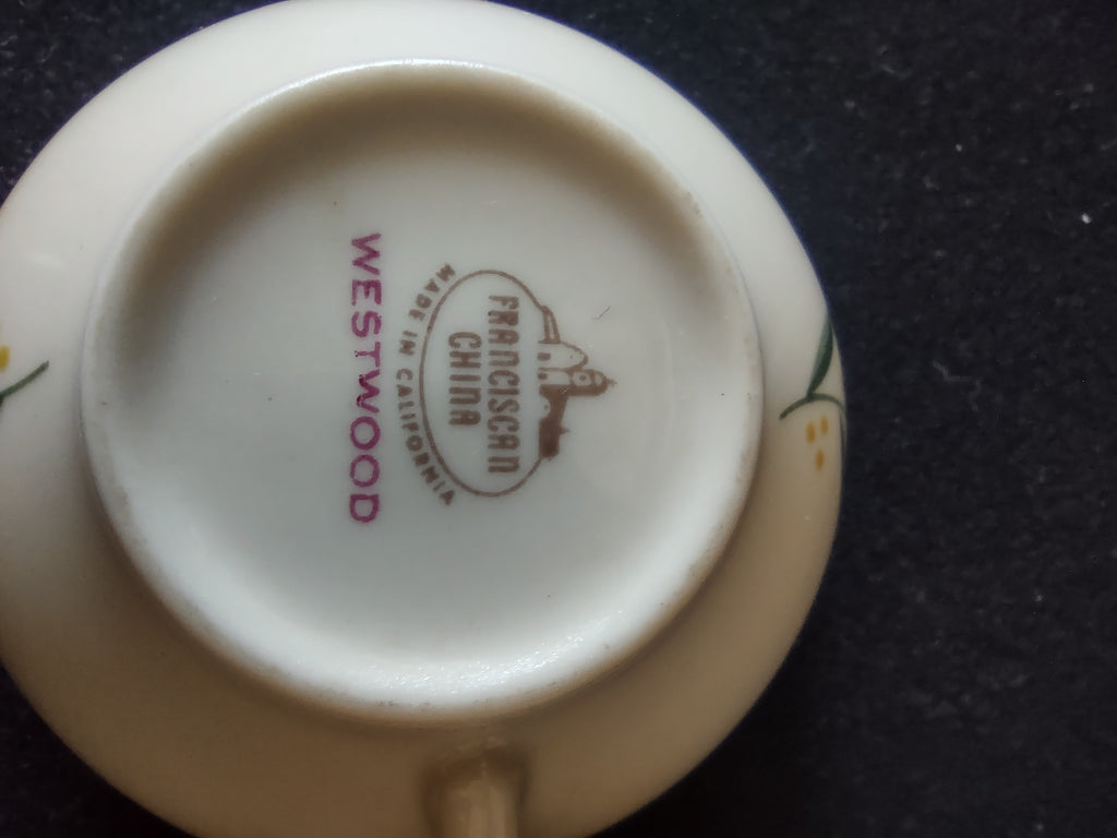 Vintage Franciscan Westwood Demitasse Cup Off-White Green Rim California [6745]