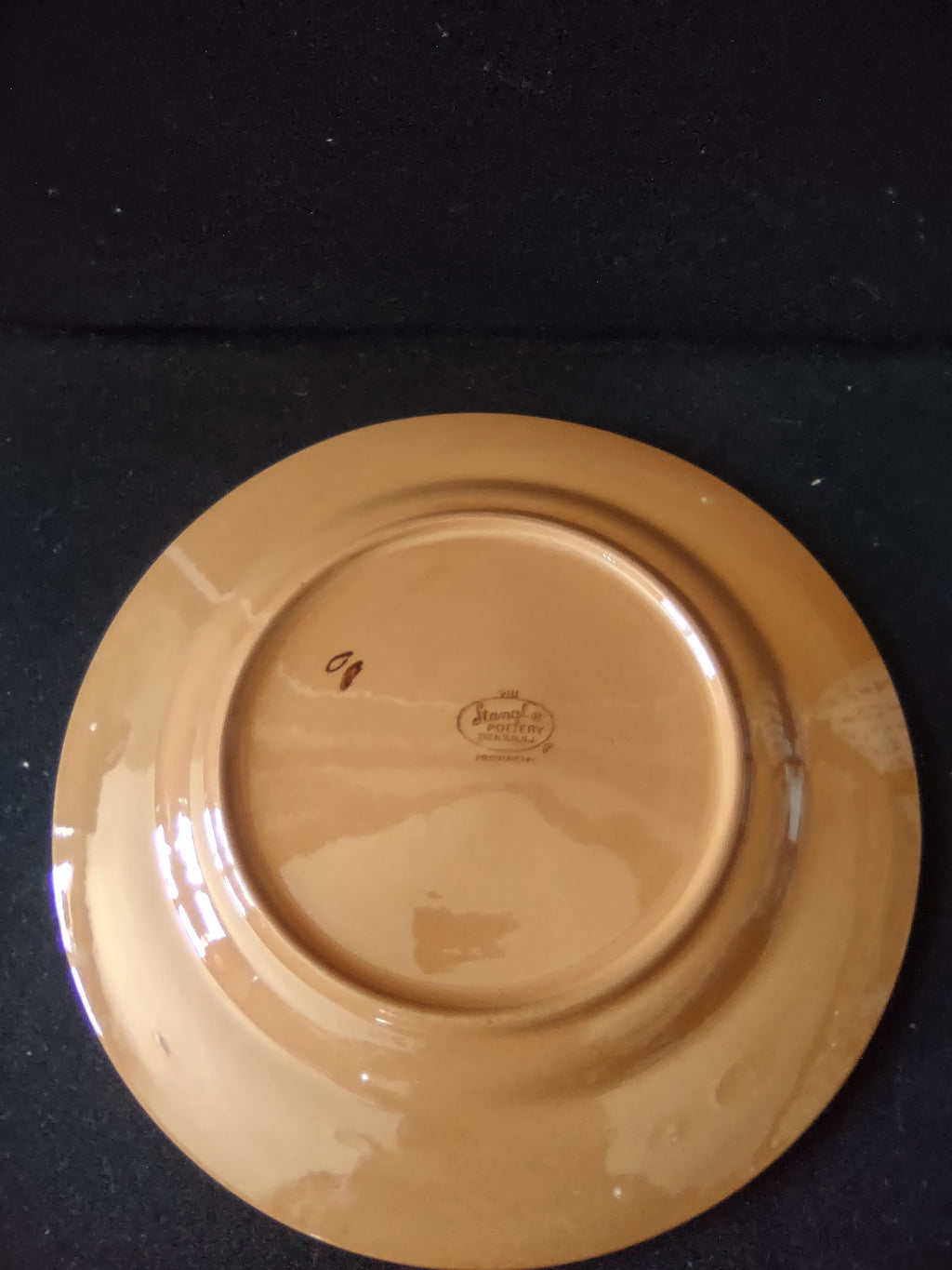 Vintage Stangl Provincial Dinner Plates 10" Set of 4 Yellow & Burgundy [6746]