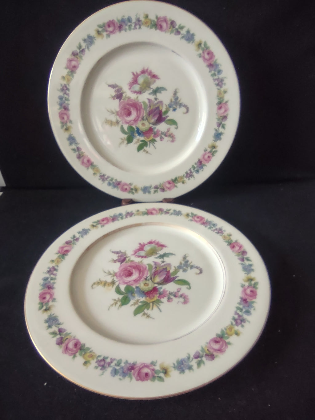 Vintage Castleton Manor Dinner Plates Pink Floral Set of 2 [6749]