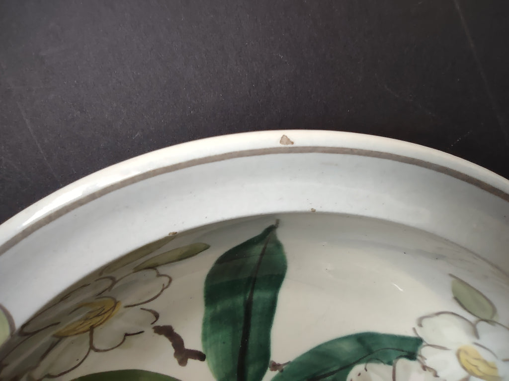 Vintage Red Wing Apple Serving Bowl 9" Hand Painted Floral Pink [6771]