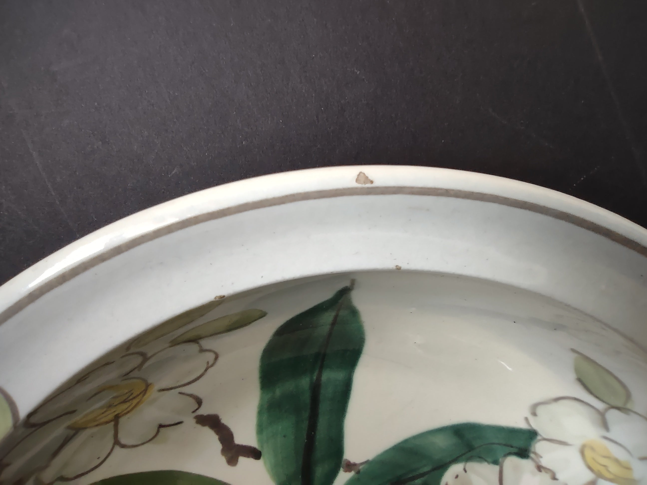 Vintage Red Wing Apple Serving Bowl 9" Hand Painted Floral Pink [6771]