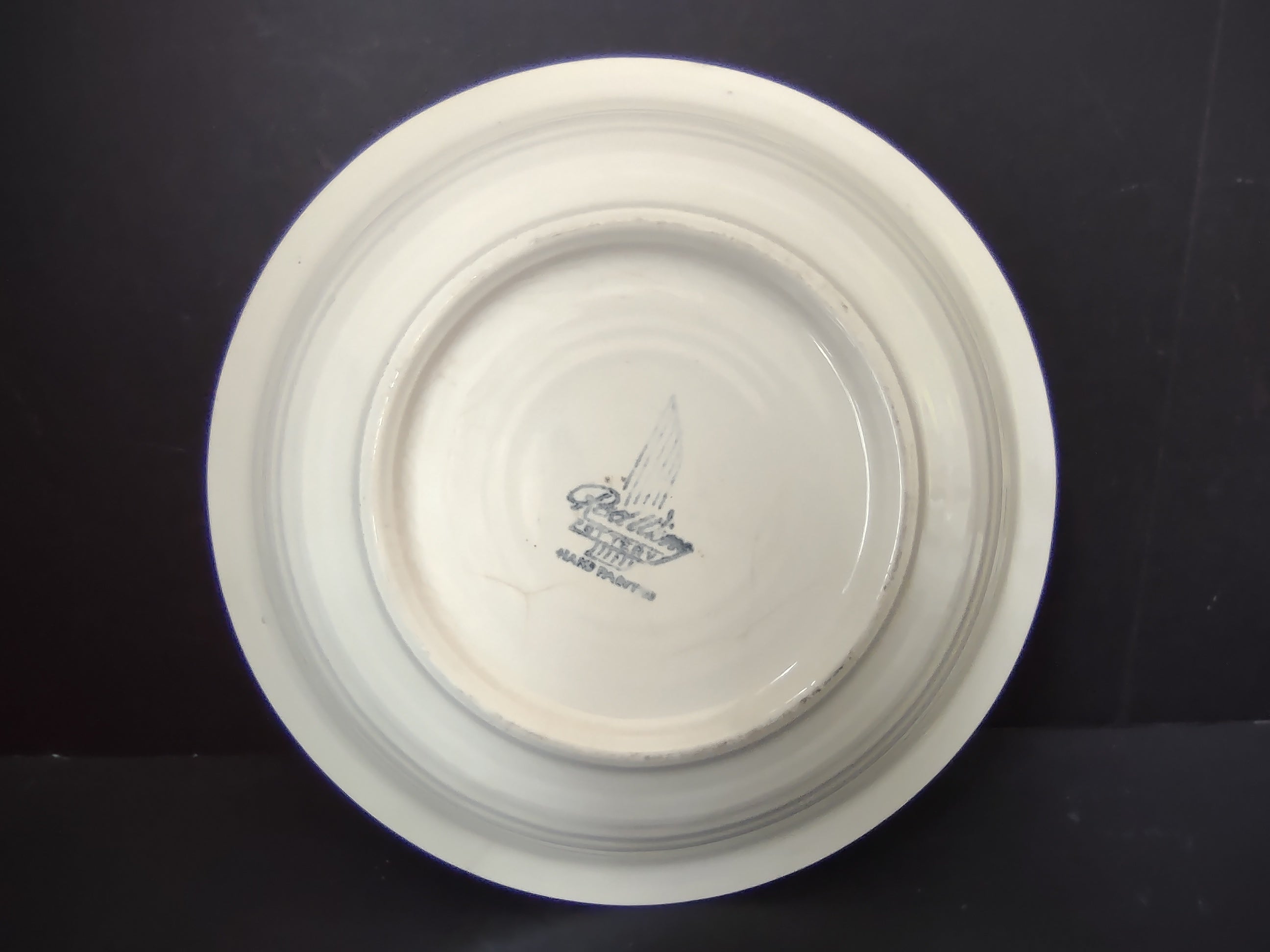 Vintage Red Wing Apple Serving Bowl 9" Hand Painted Floral Pink [6771]
