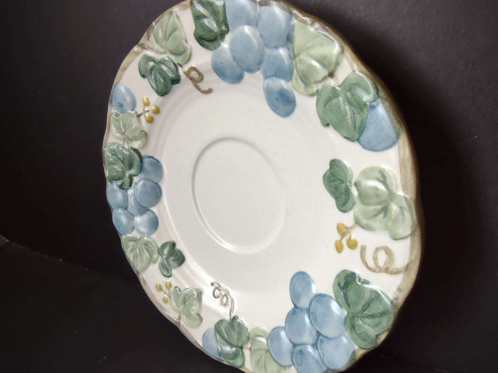 Vintage Metlox Poppytrail Grape Cup & Saucer Set of 2 Blue & Green [6769]
