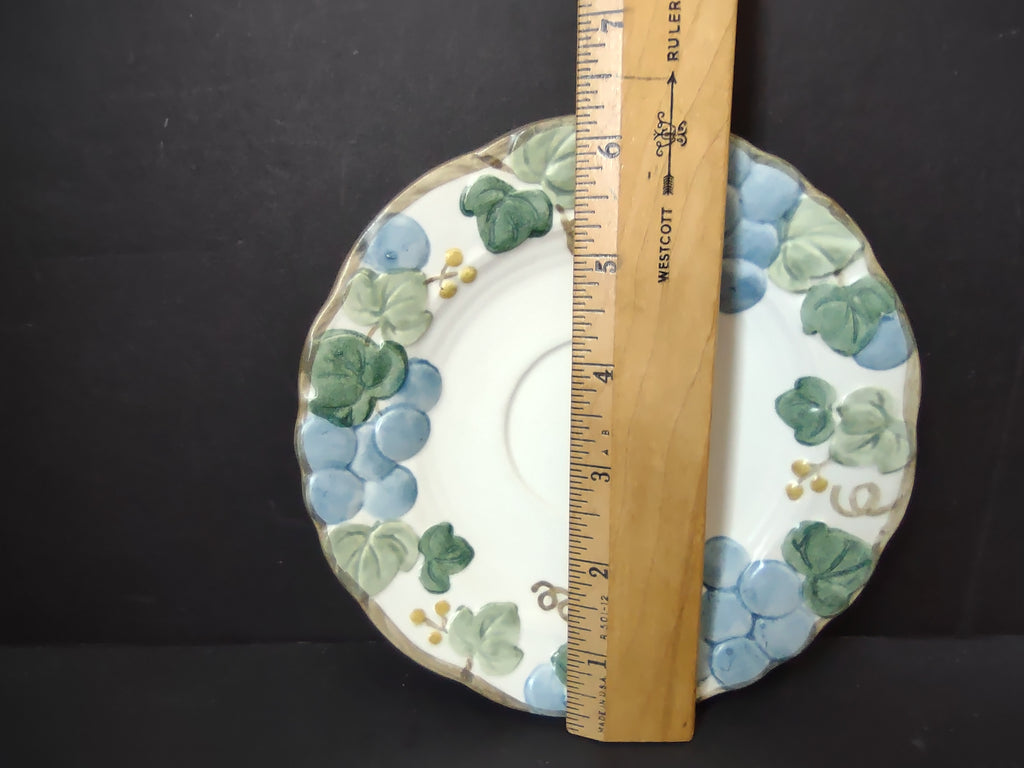 Vintage Metlox Poppytrail Grape Saucer 6" Blue & Green Gold Accent [6770]