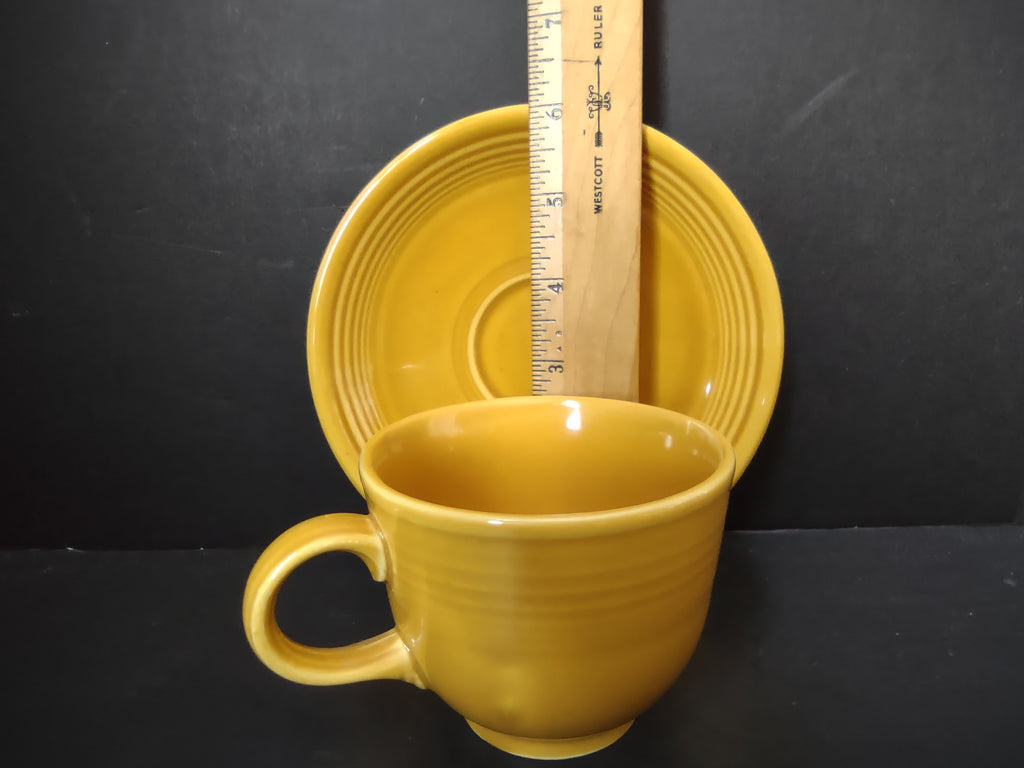 Vintage Fiesta Cup & Saucer Set Marigold Yellow No Backstamp [6768]