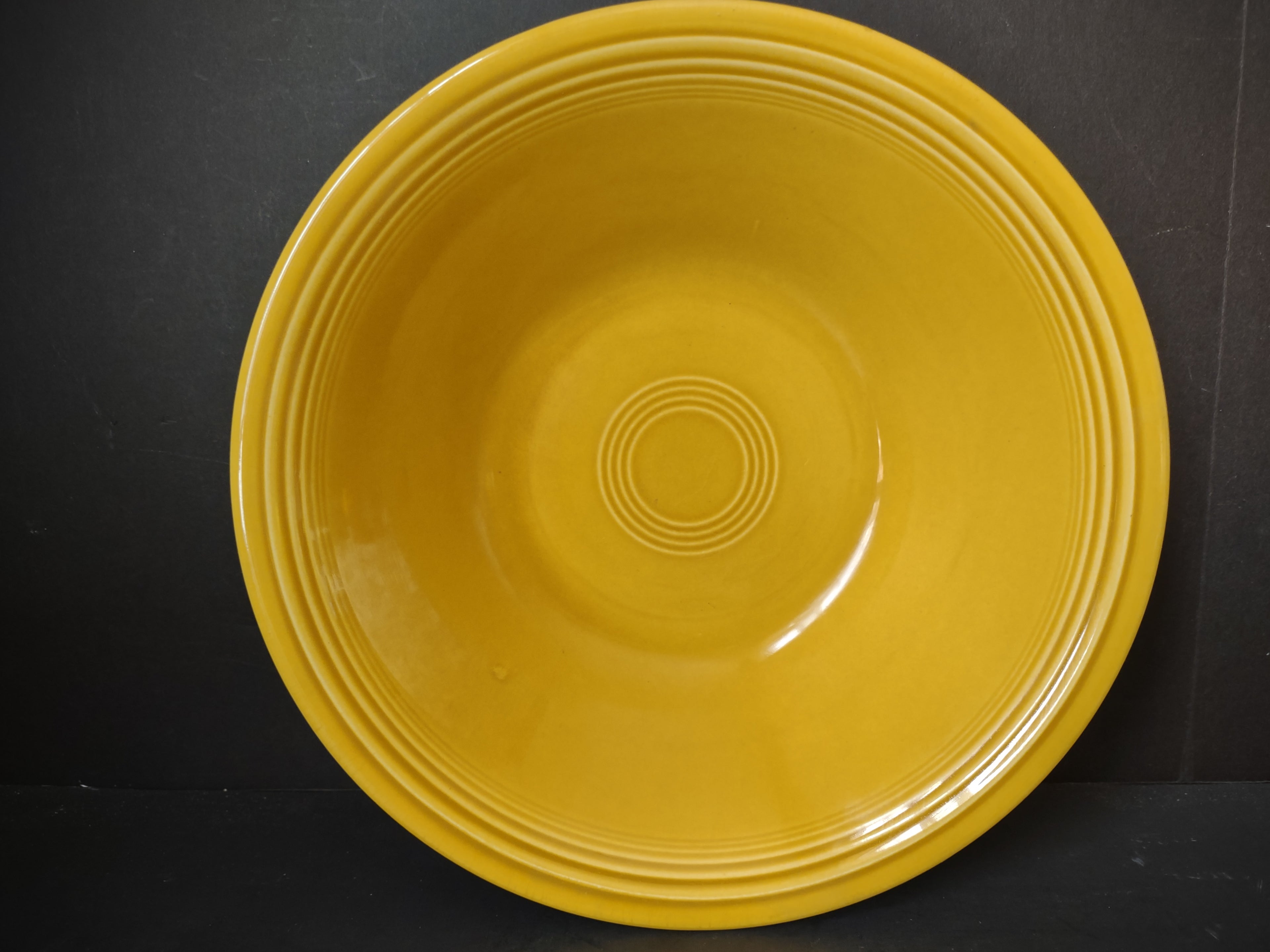 Vintage Fiesta Bowl Yellow 9.5" Concentric Ring No Backstamp [6766]