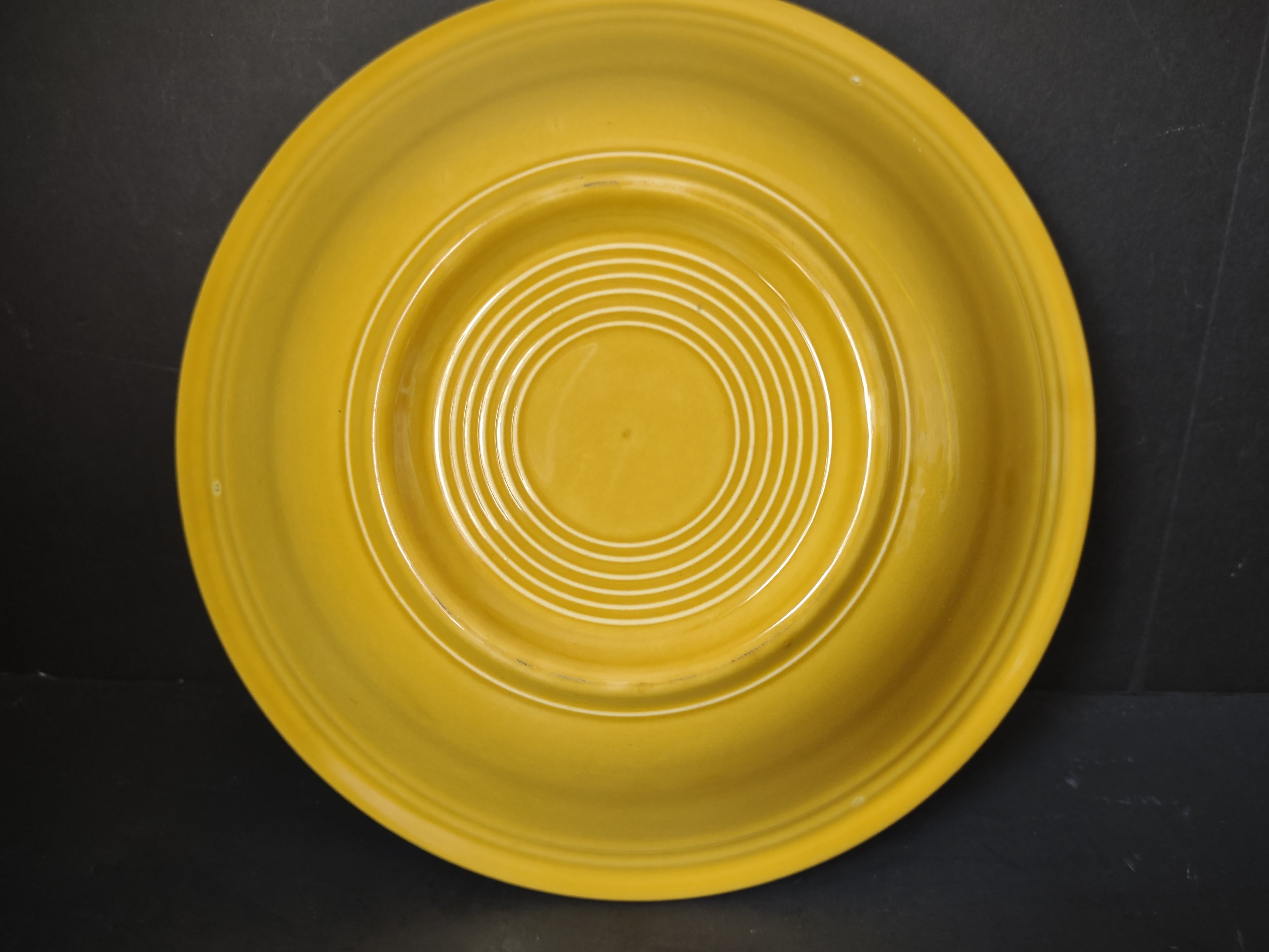 Vintage Fiesta Bowl Yellow 9.5" Concentric Ring No Backstamp [6766]