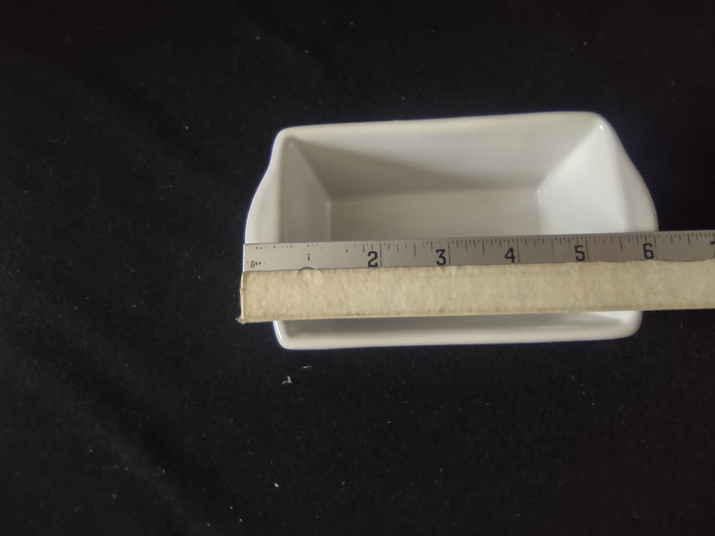 Vintage Off-White Ceramic Mini Loaf Pan Baking Dish Tab Handles Unbranded [6753]