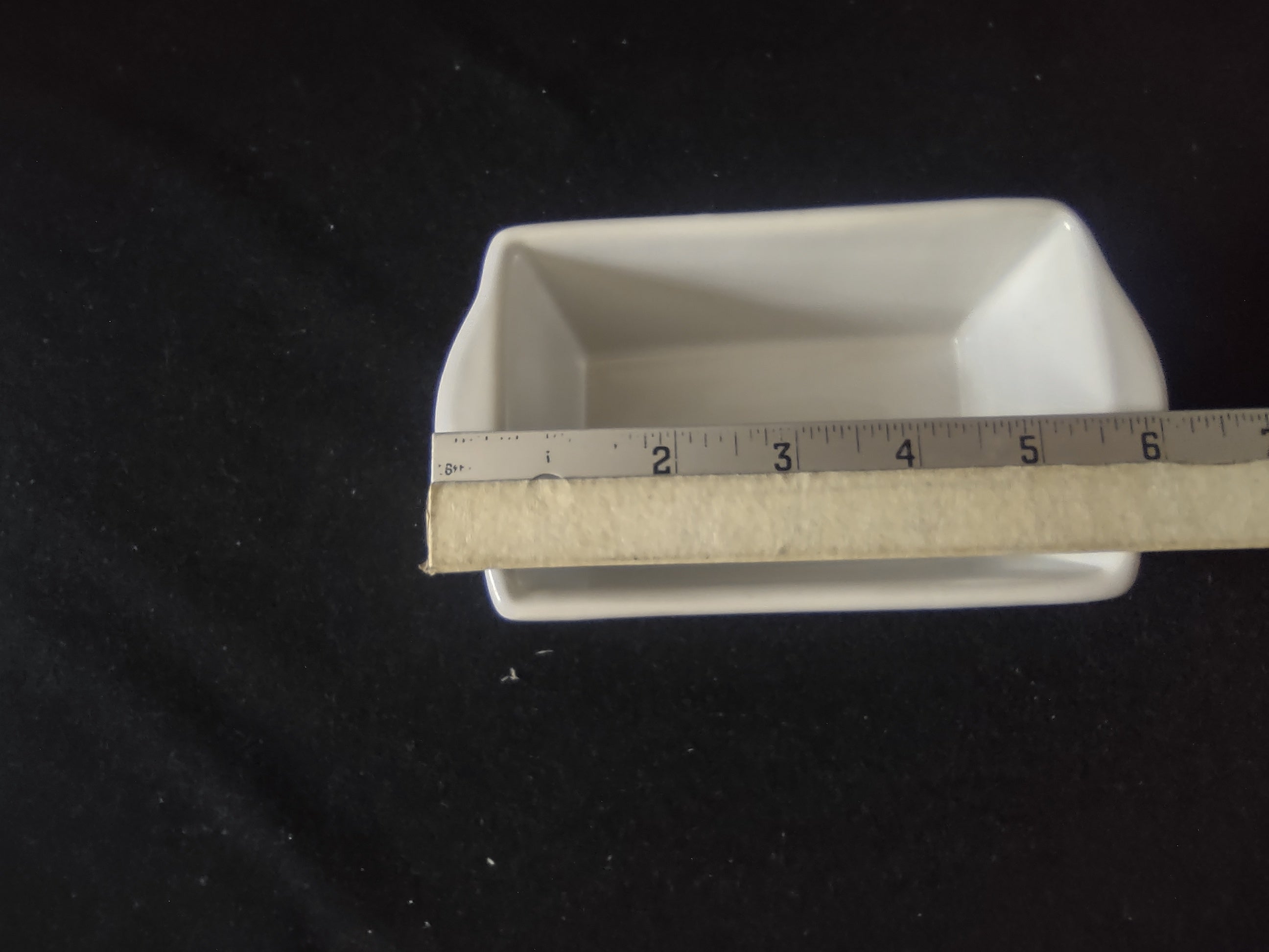 Vintage Off-White Ceramic Mini Loaf Pan Baking Dish Tab Handles Unbranded [6753]