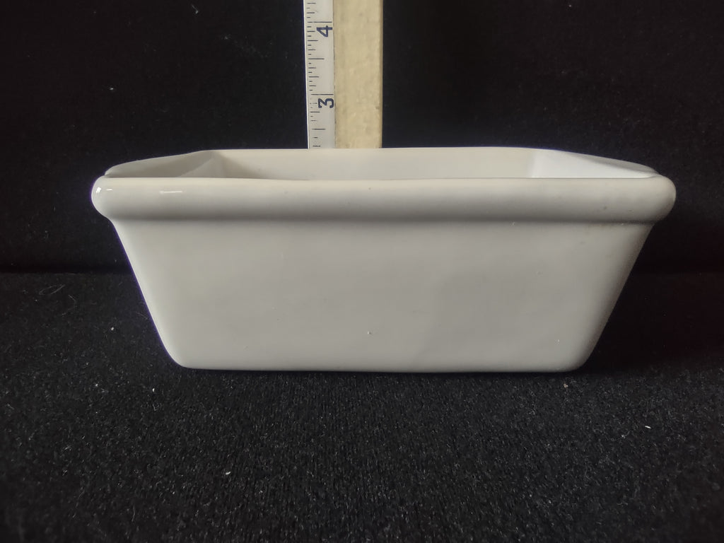 Vintage Off-White Ceramic Mini Loaf Pan Baking Dish Tab Handles Unbranded [6753]