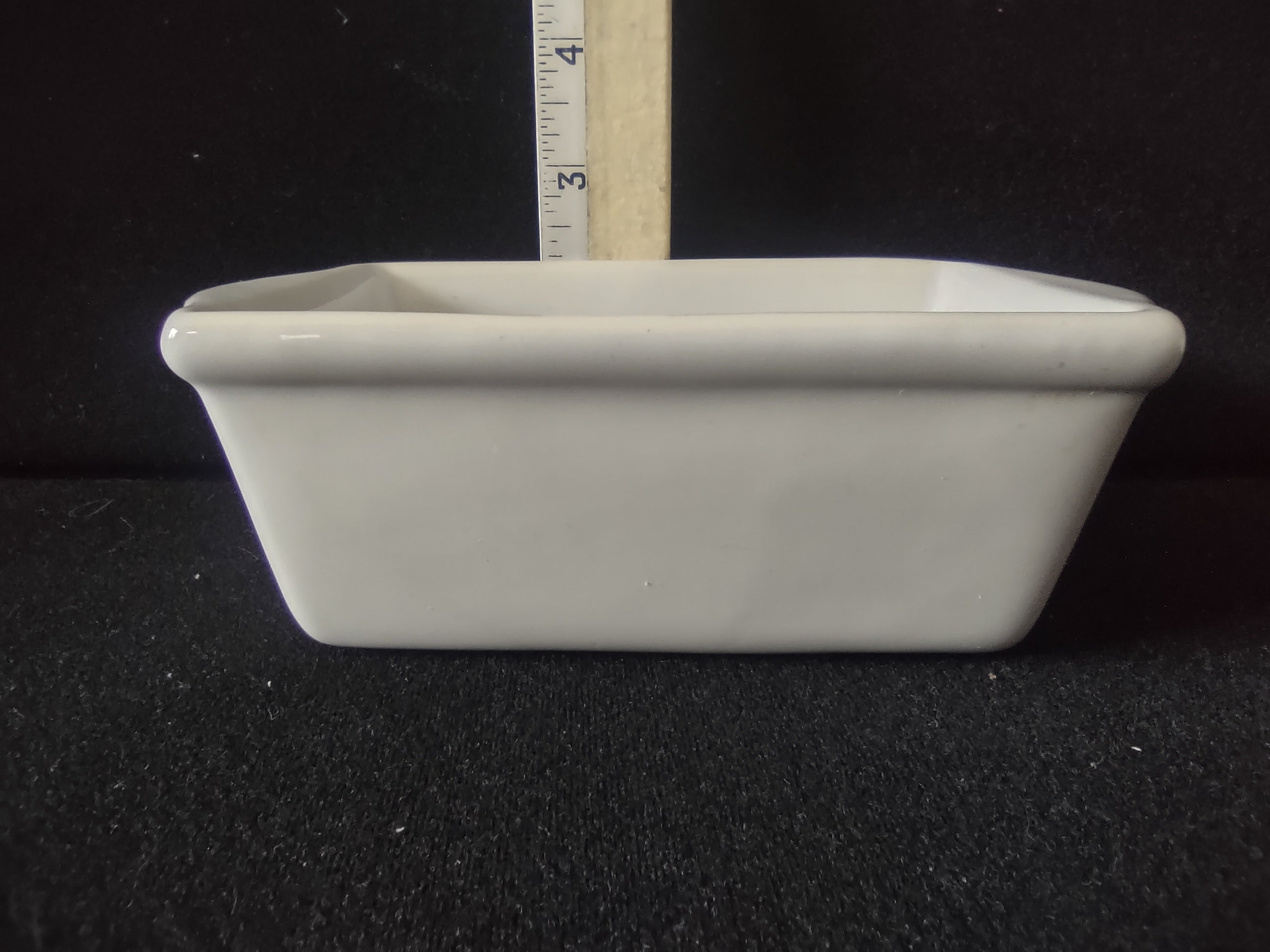 Vintage Off-White Ceramic Mini Loaf Pan Baking Dish Tab Handles Unbranded [6753]