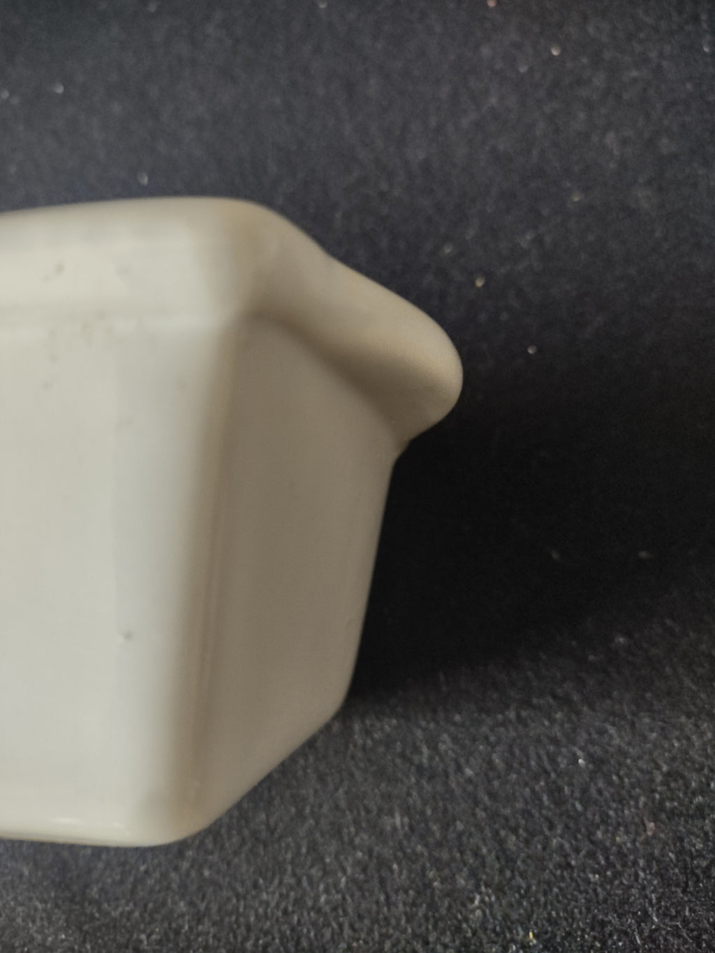 Vintage Off-White Ceramic Mini Loaf Pan Baking Dish Tab Handles Unbranded [6753]