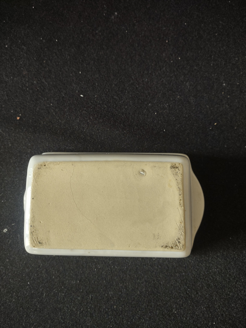 Vintage Off-White Ceramic Mini Loaf Pan Baking Dish Tab Handles Unbranded [6753]