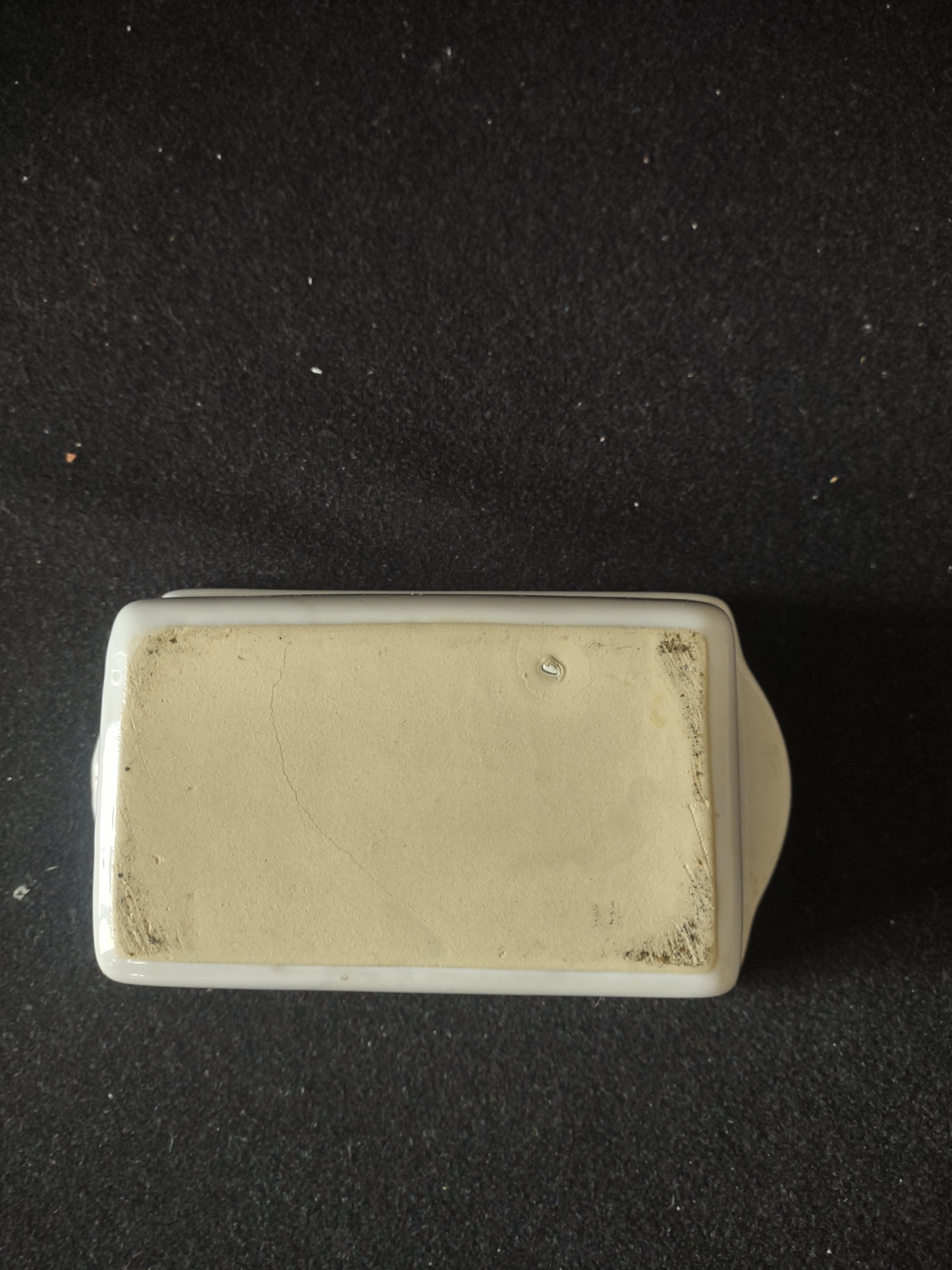 Vintage Off-White Ceramic Mini Loaf Pan Baking Dish Tab Handles Unbranded [6753]