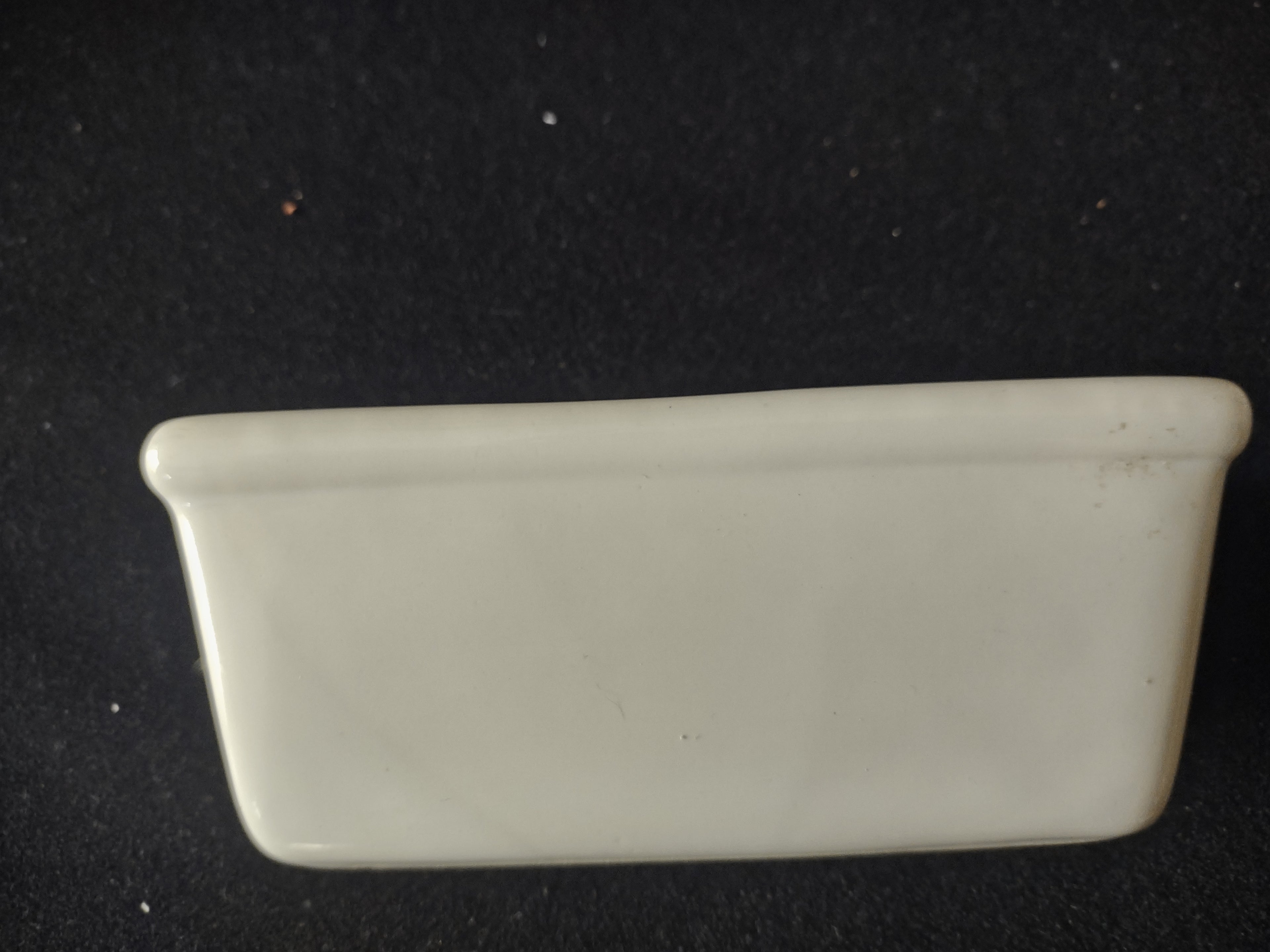 Vintage Off-White Ceramic Mini Loaf Pan Baking Dish Tab Handles Unbranded [6753]
