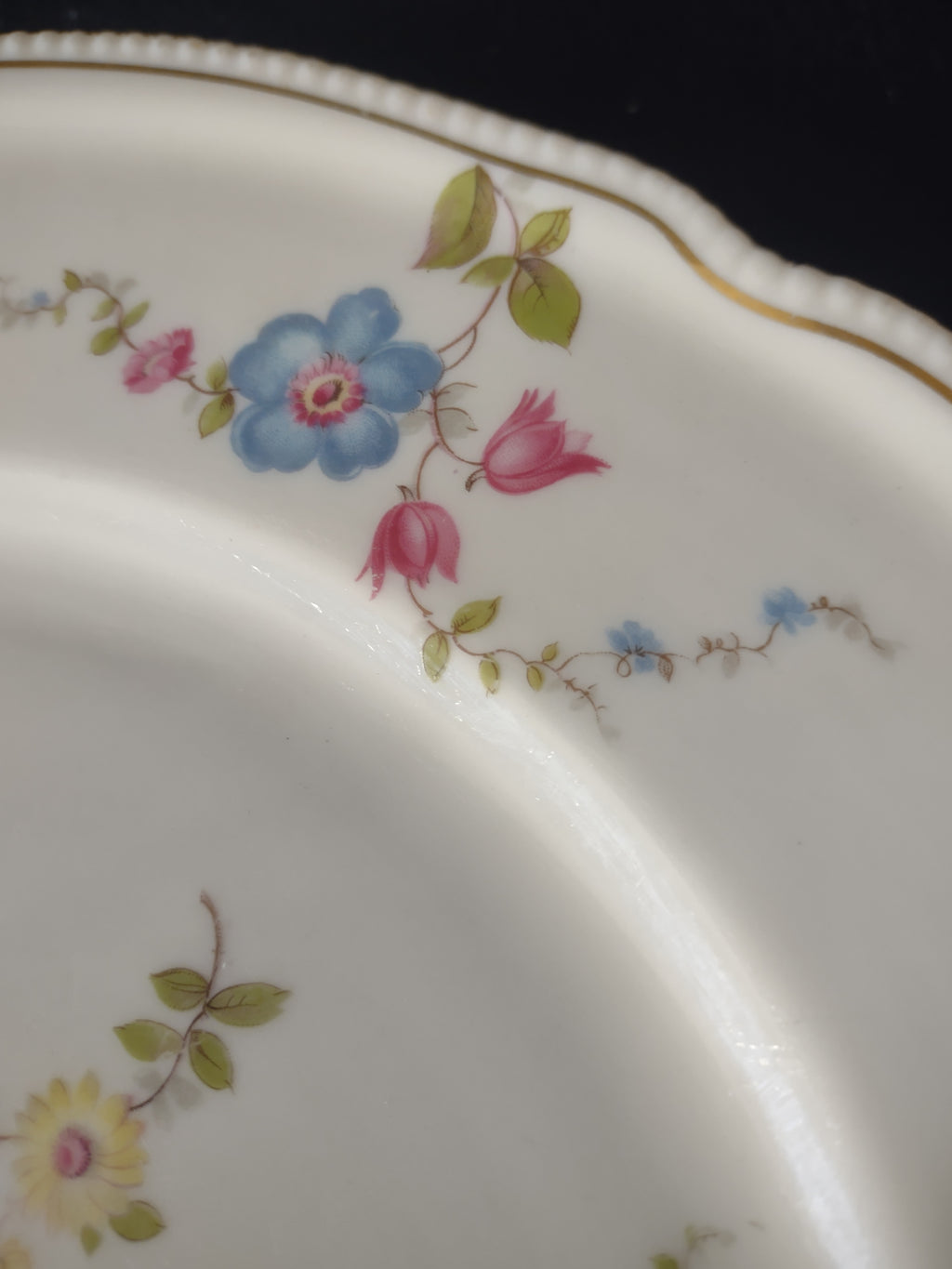 Vintage Castleton China Sunnyvale Dinner Plates Pink Blue Floral Set of 2 [6754]
