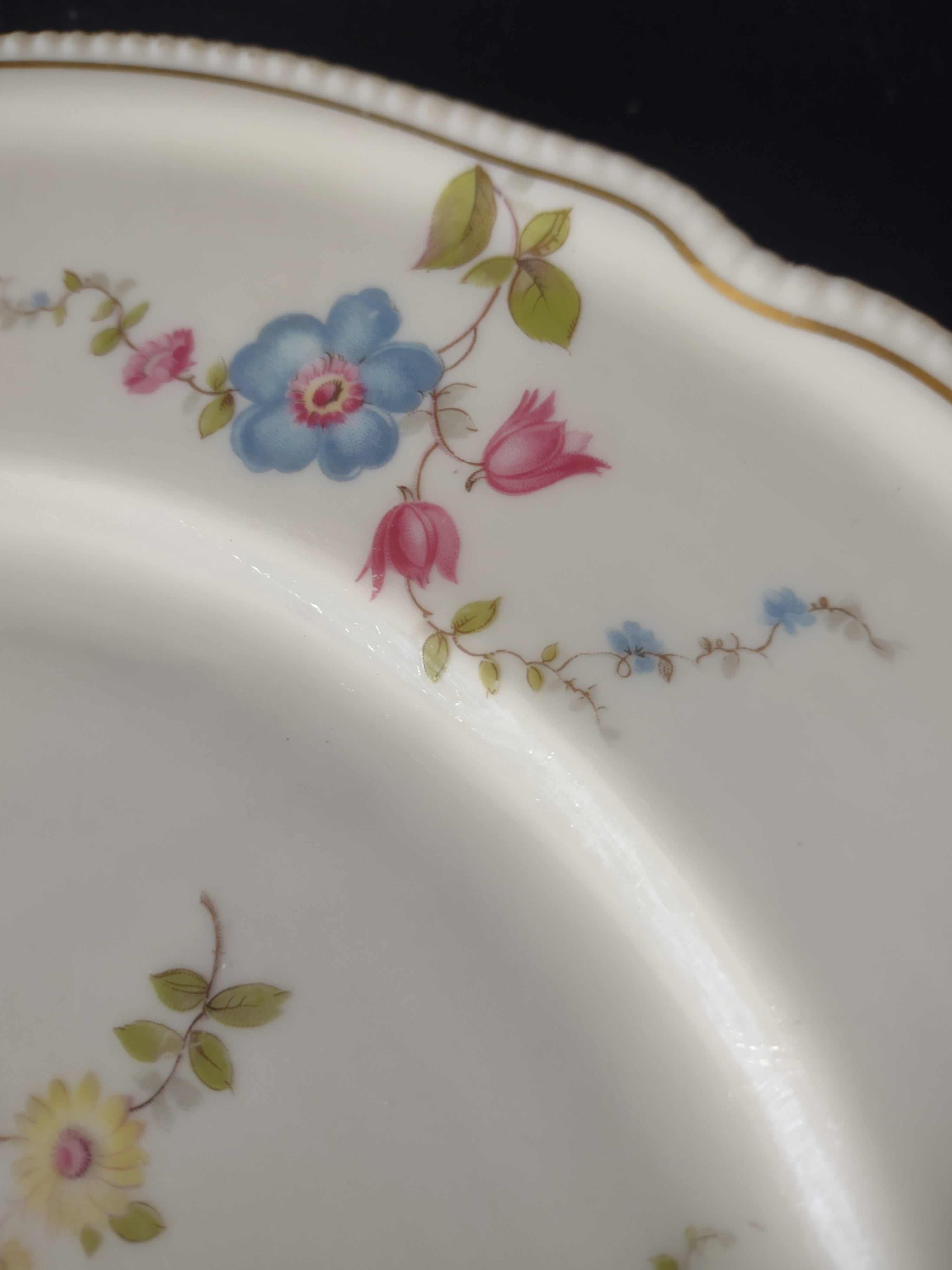 Vintage Castleton China Sunnyvale Dinner Plates Pink Blue Floral Set of 2 [6754]