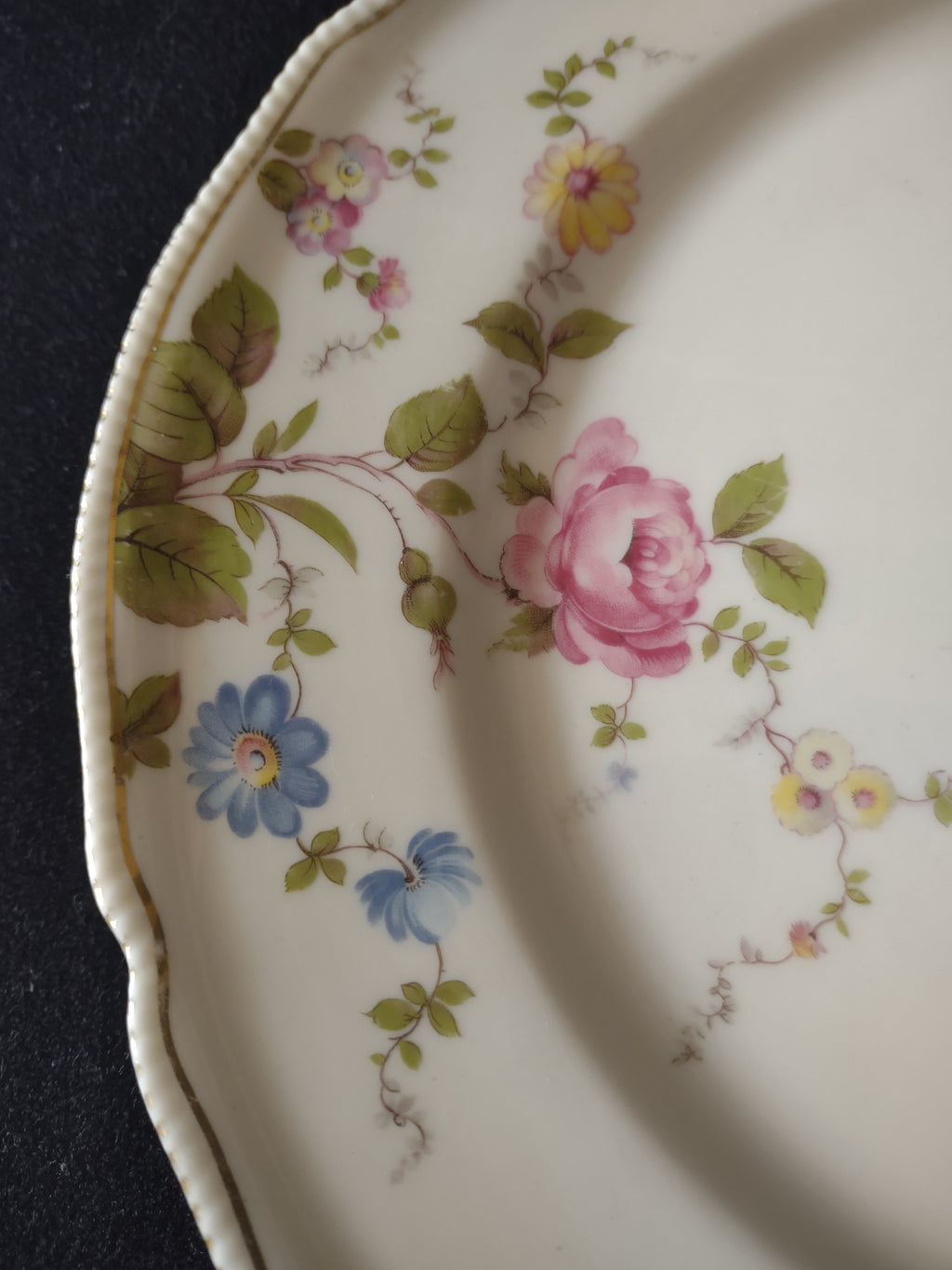 Vintage Castleton China Sunnyvale Dinner Plates Pink Blue Floral Set of 2 [6754]