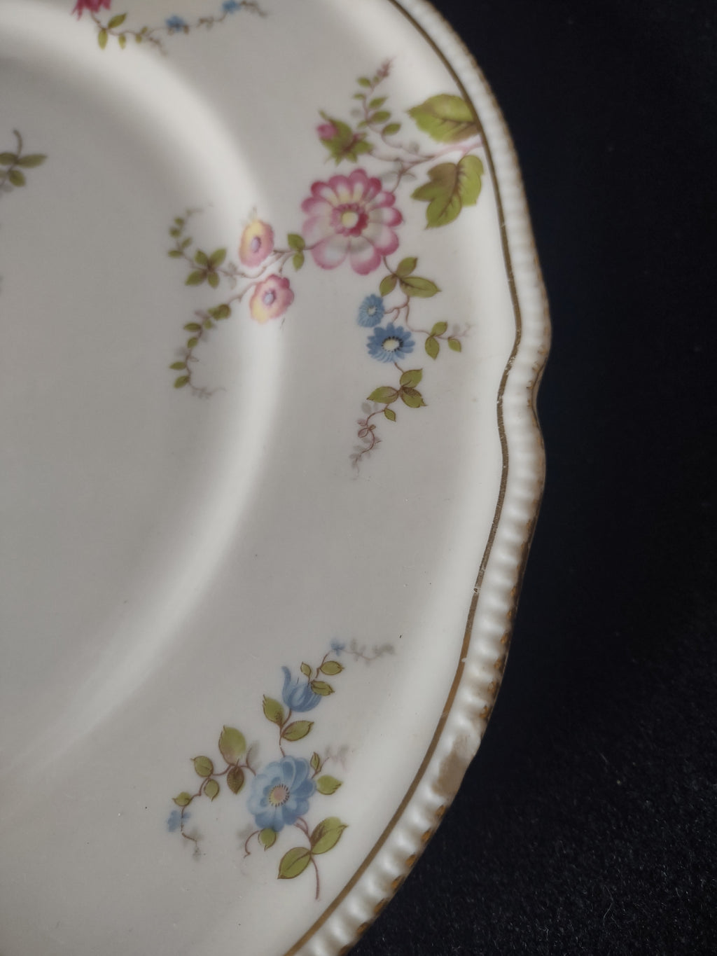 Vintage Castleton China Sunnyvale Dinner Plates Pink Blue Floral Set of 2 [6754]