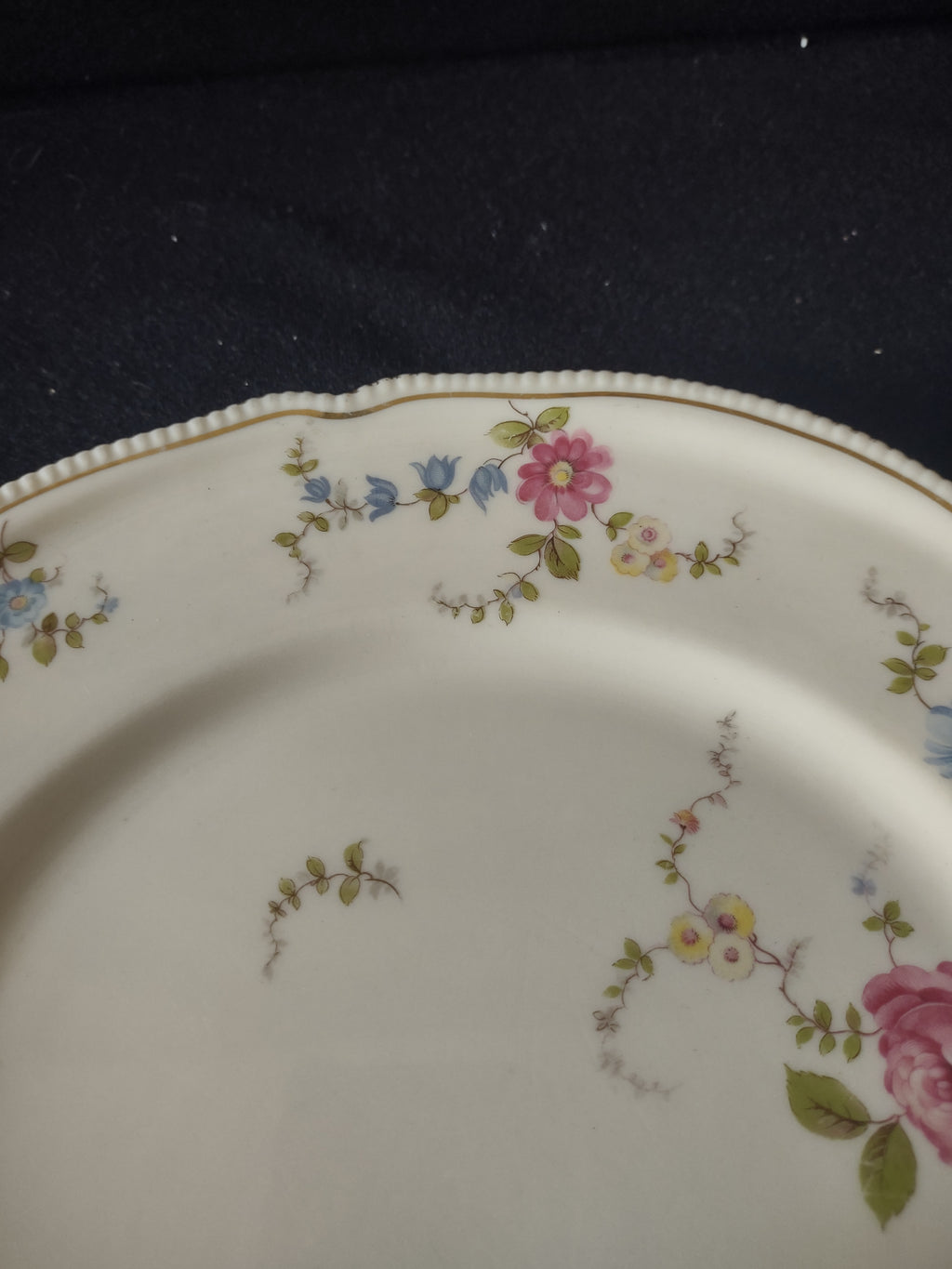 Vintage Castleton China Sunnyvale Dinner Plates Pink Blue Floral Set of 2 [6754]