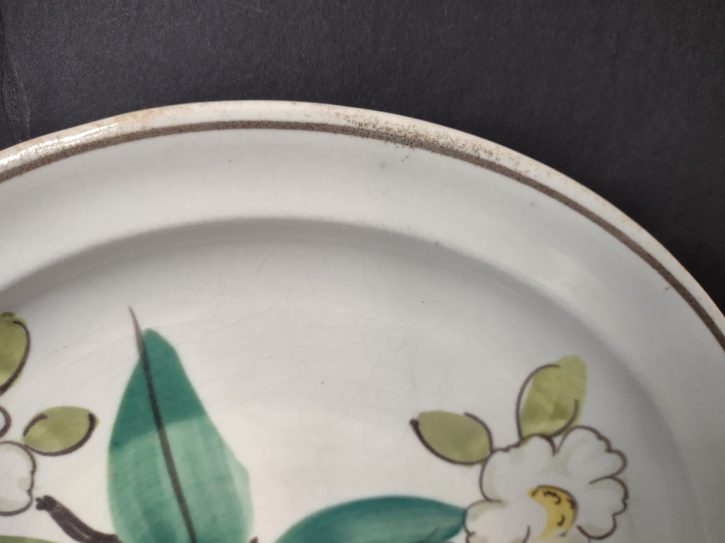 Vintage Red Wing Hand Painted Fruit Floral Off-White Plate x2 [6759]